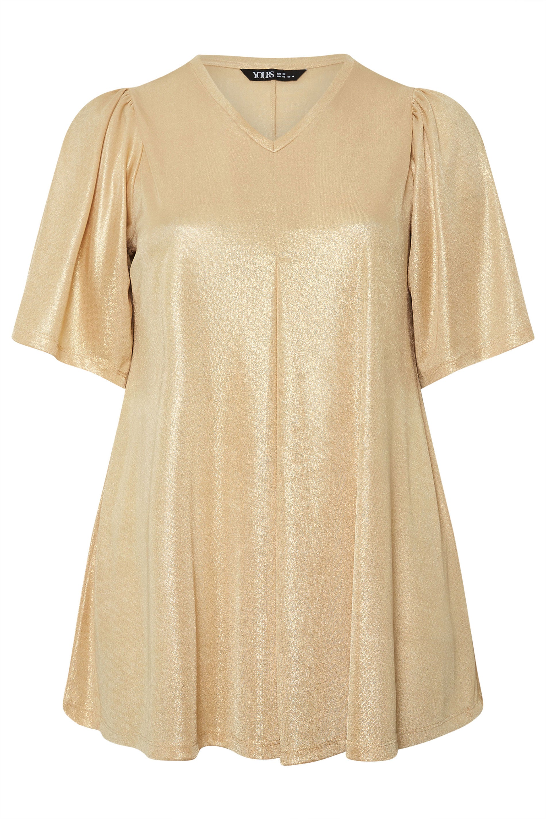 Büyük Beden V Yaka Kısa Kollu Parlak Görünümlü Bluz 303718