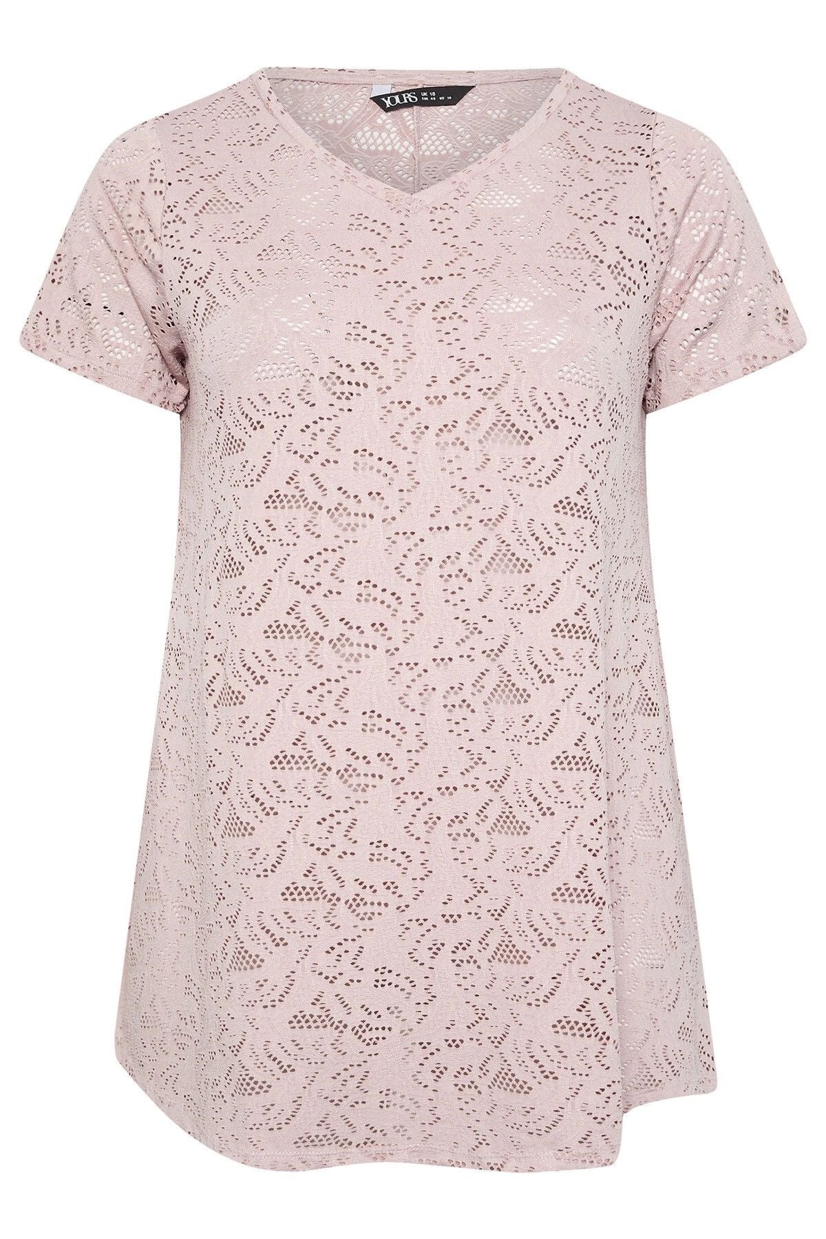 Büyük Beden V Yaka Kolsuz Astarsız Dantel T-shirt 304090