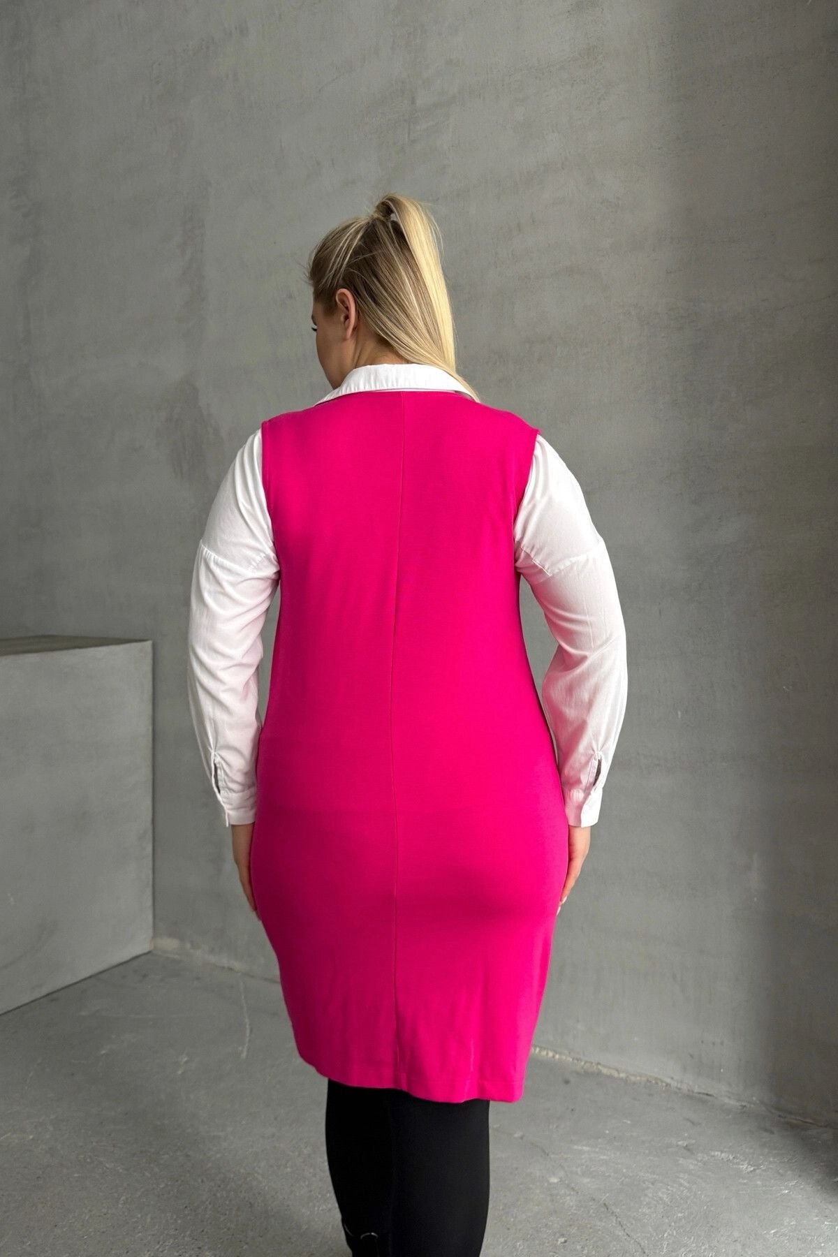 Büyük Beden Sıfır Kol Önü Düğmeli Cep Görünümlü Hırka 300861