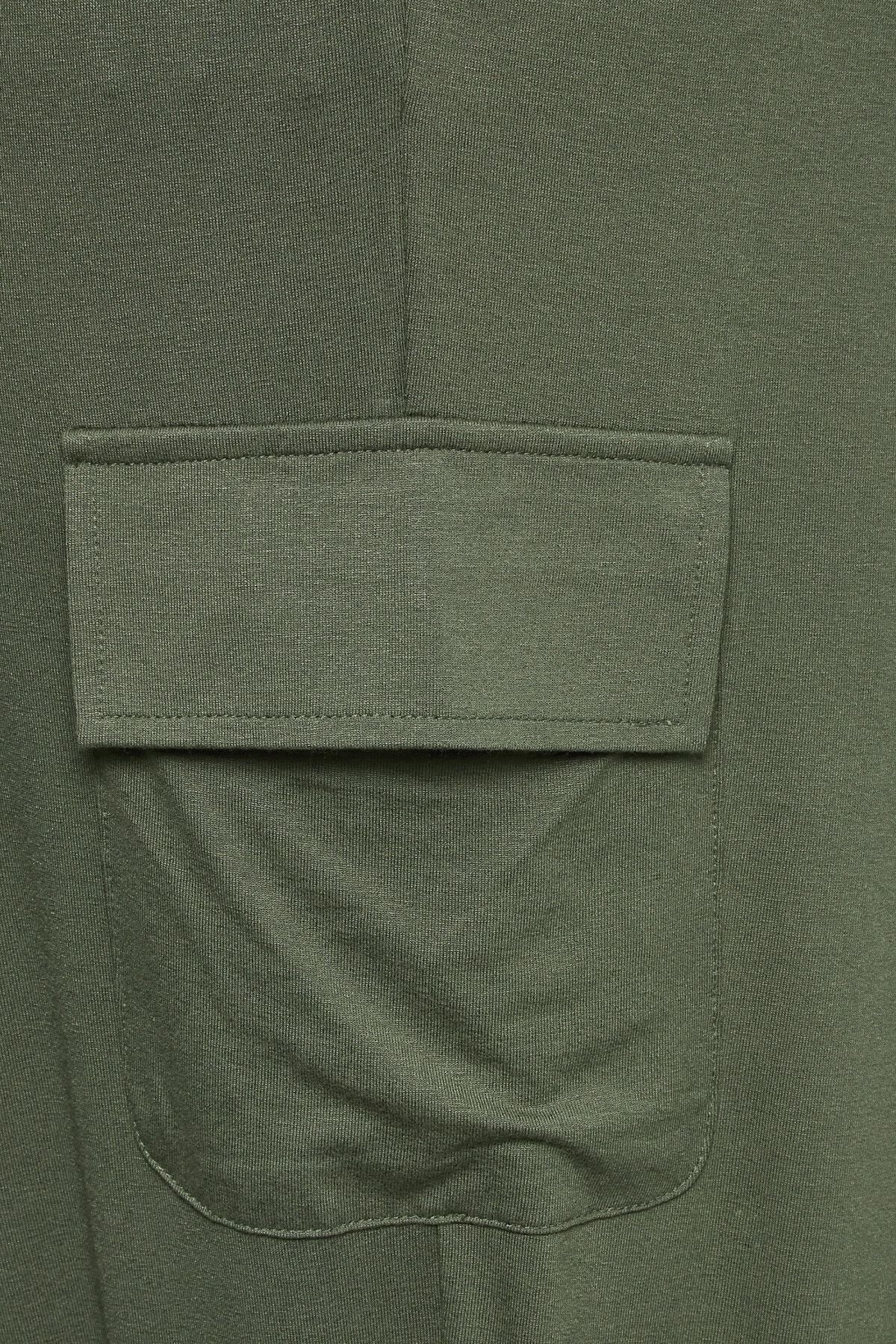 Büyük Beden Paçası Lastikli Cepli Likralı Esnek Kumaş Kargo Pantolon 143448