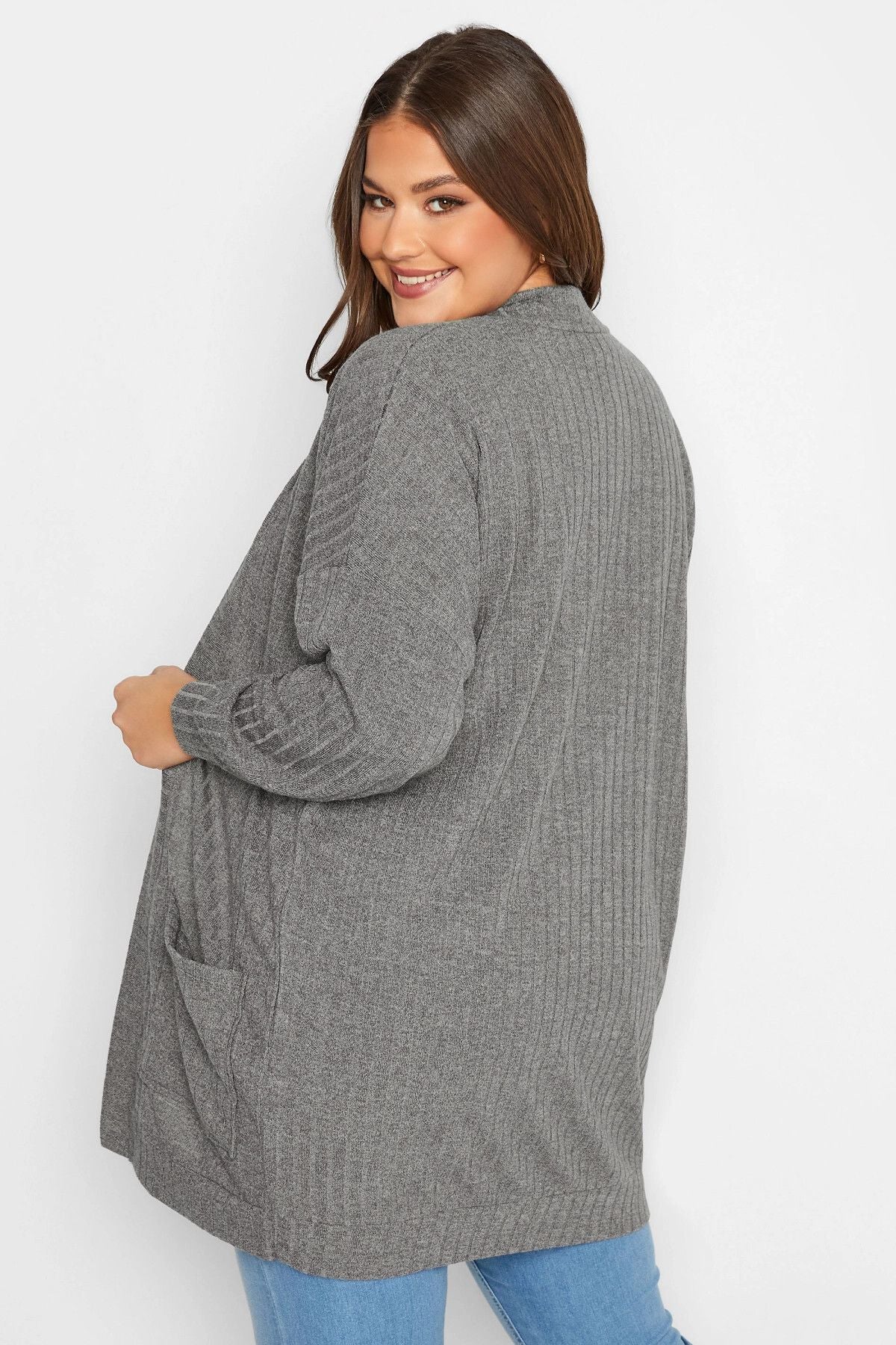 Büyük Beden Önü Kapamasız Cepli Midi Boy Hırka 301752