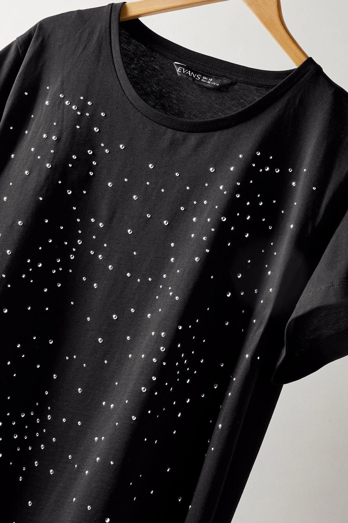 Büyük Beden Bisiklet Yaka Kısa Kollu Taş Yapıştırma Basic T-shirt 615350