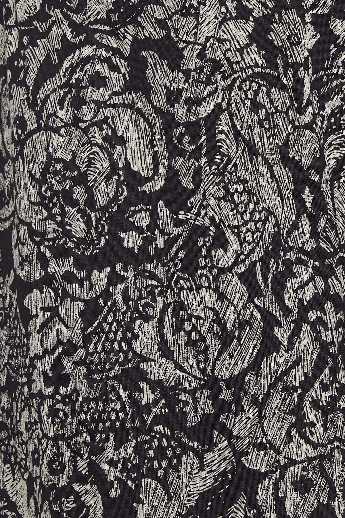 Büyük Beden Desenli Bol Kesim Likralı Kapri Pantolon 302427