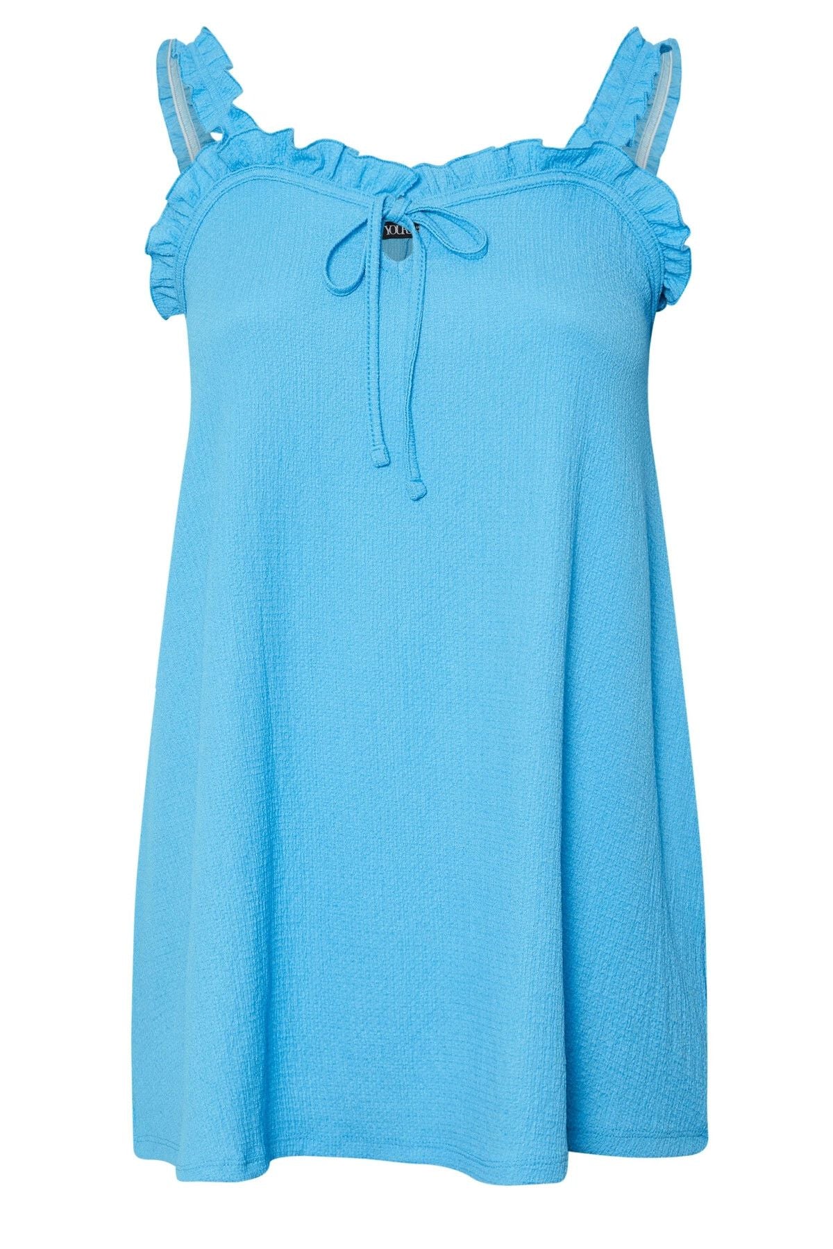 Büyük Beden Geniş Yaka Fırfır Askılı Kol Önü Bağlamalı Bluz 322690