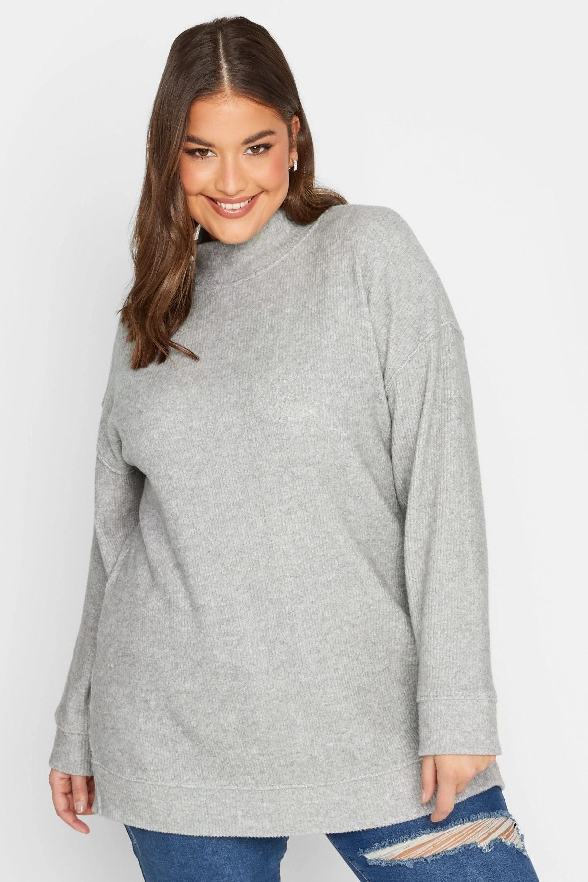 Büyük Beden Yarım Balıkçı Yaka Uzun Kollu Triko Kazak 301778