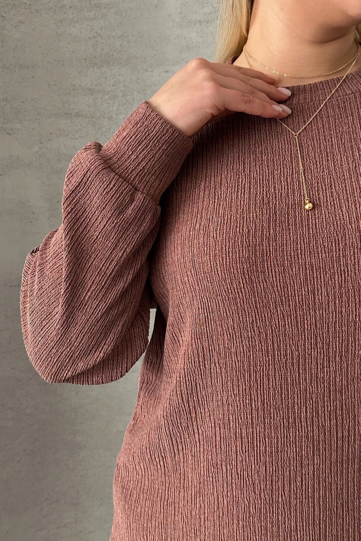 Büyük Beden Uzun Kollu Bisiklet Yaka Düz Kesim Elbise 100-189