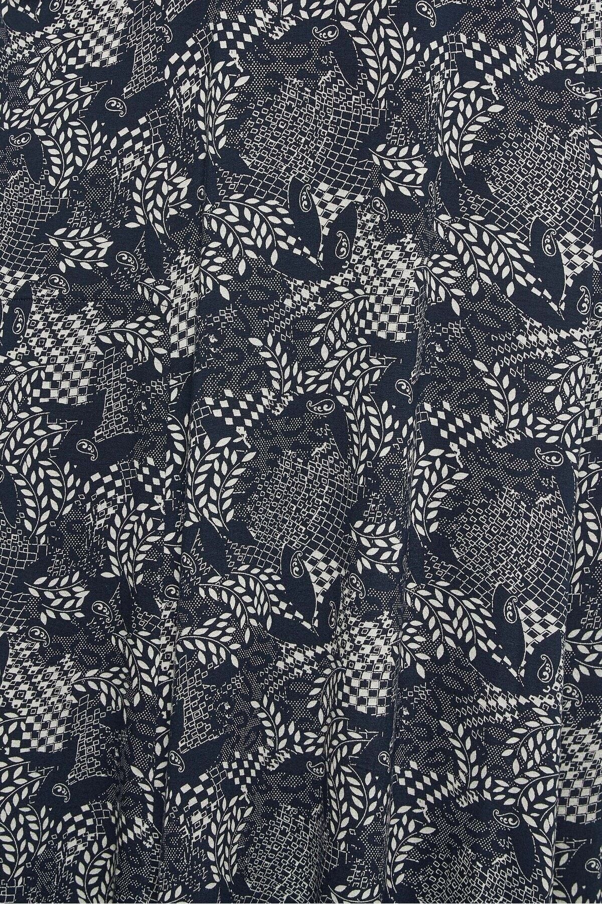 Büyük Beden Cep Detaylı Desenli Beli Lastikli Uzun Kesim Etek 160234