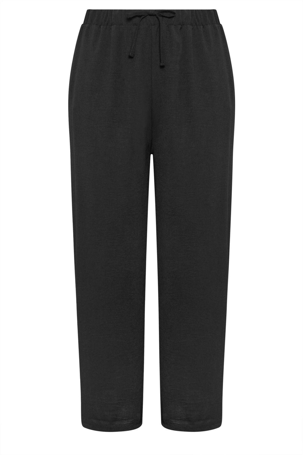 Büyük Beden Beli Lastikli Büzgülü Cepli Bol Paça İnce Pantolon 302837