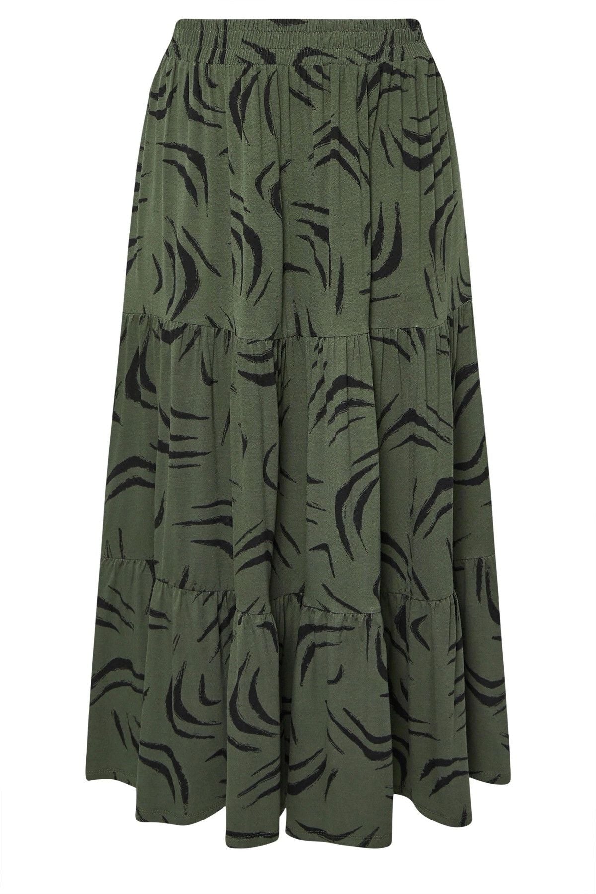 Büyük Beden Bürümcük Kumaş Çiçek Desenli Beli Lastikli Etek 304236