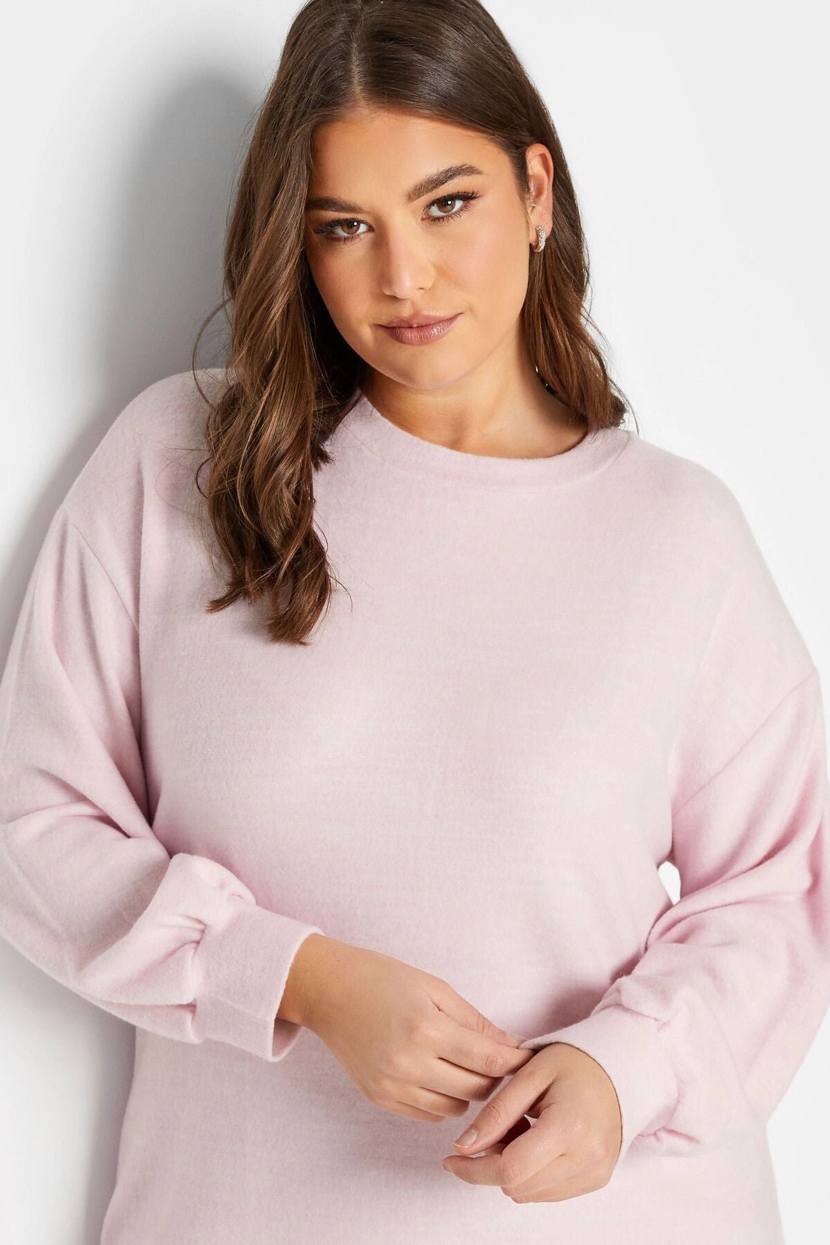 Büyük Beden Likralı Uzun Kollu Yuvarlak Yaka Triko Elbise 301735