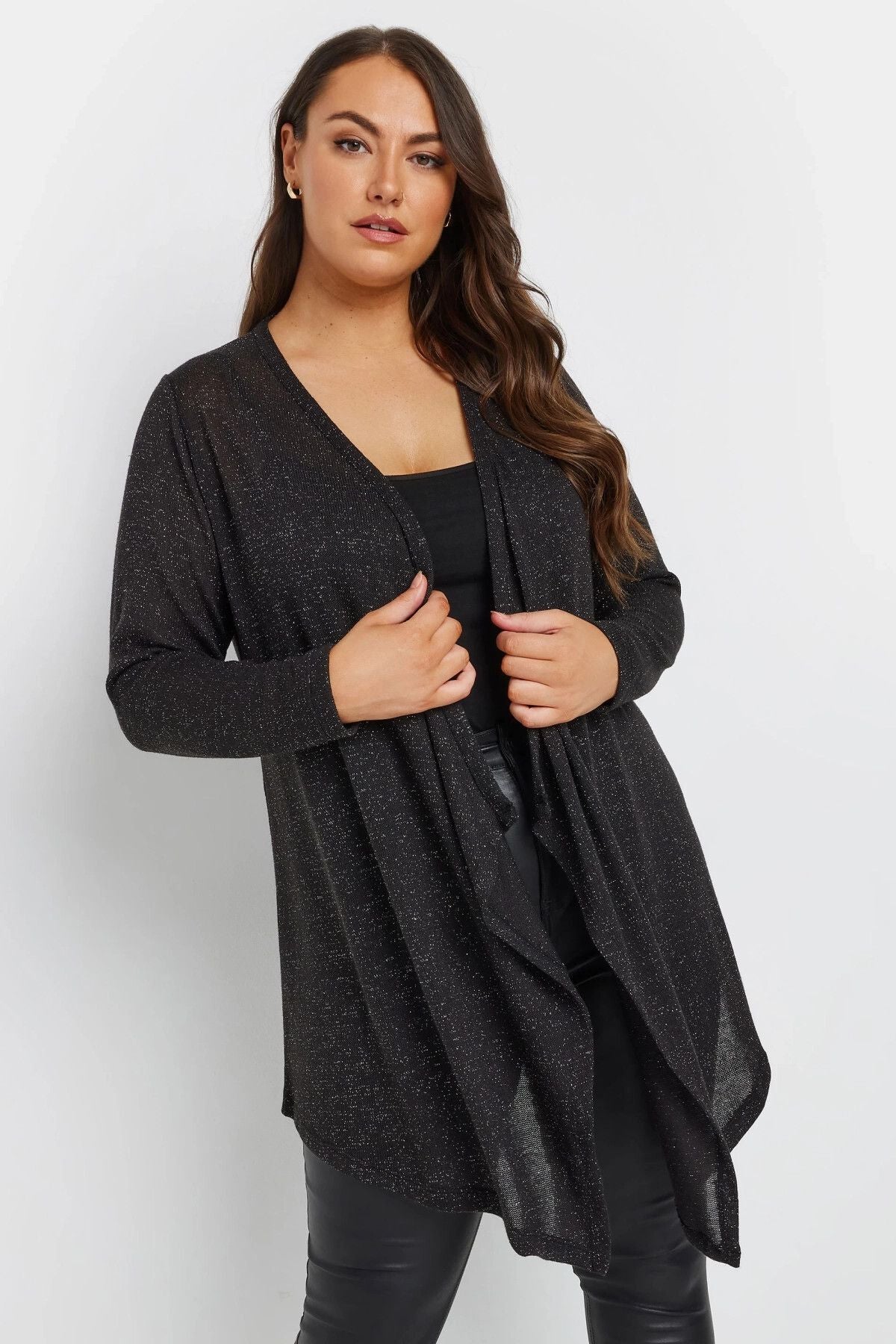 Büyük Beden Önü Kapamasız Uzun Kollu İnce Mevsimlik Hırka 303641