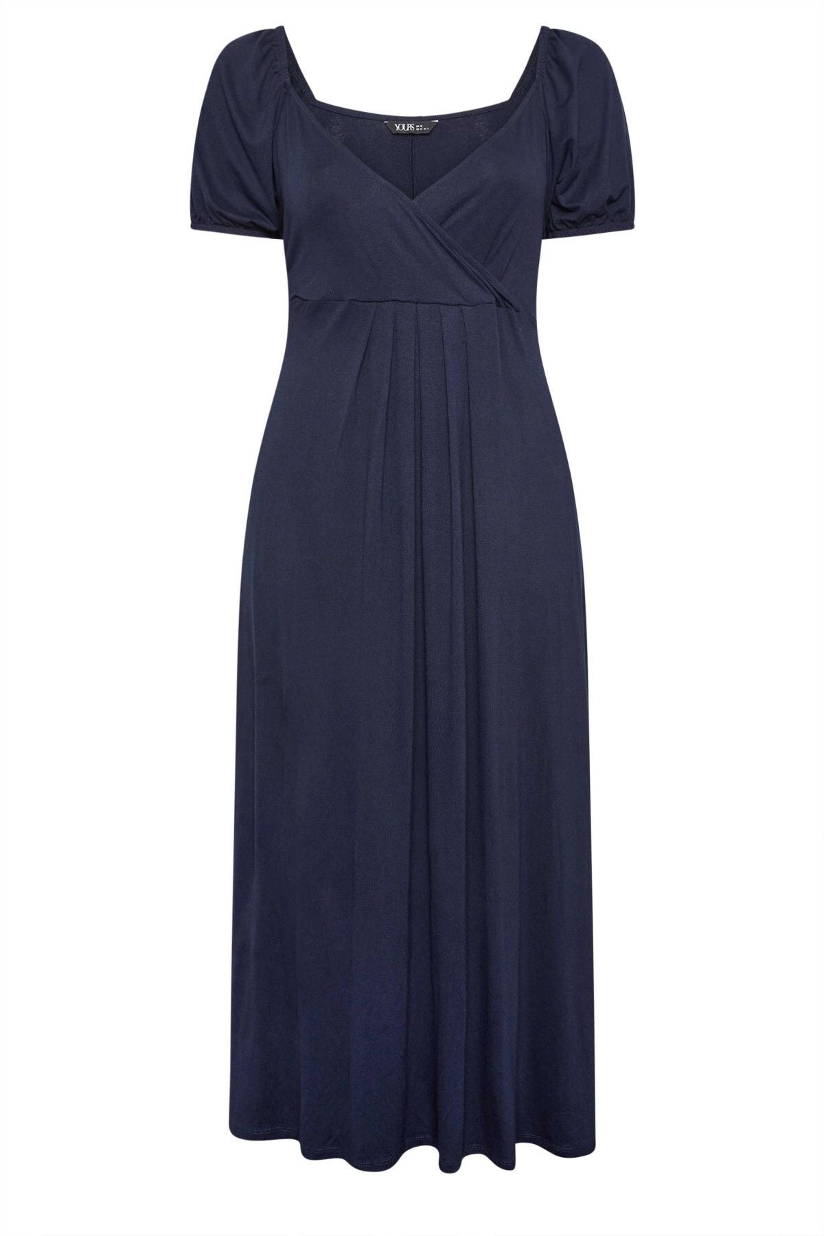 Büyük Beden Göğüs Dekolteki V Yaka Beli Lastikli Maxi Elbise 302970