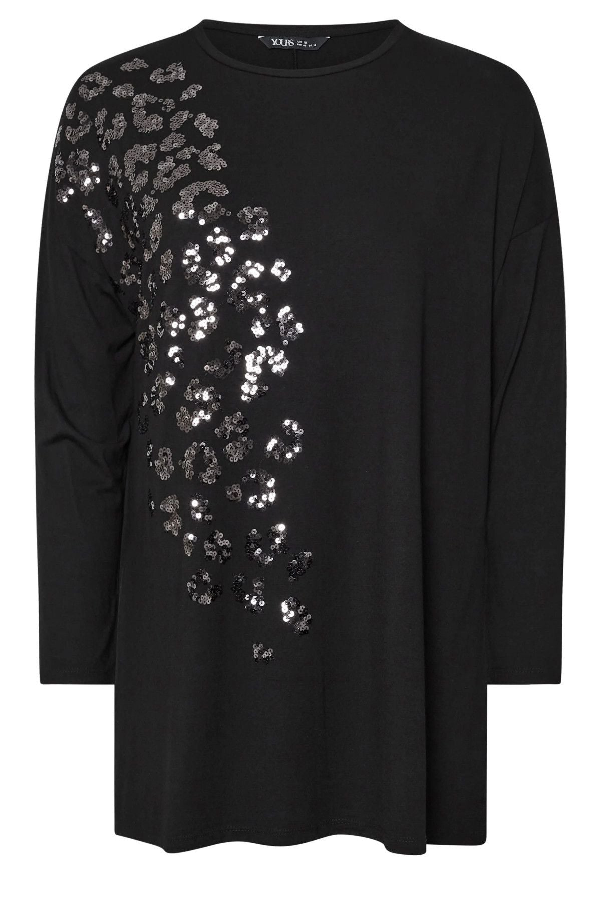 Büyük Beden Yırtmaçlı Payet İşlemeli Uzun Kollu İnce Bluz 322270