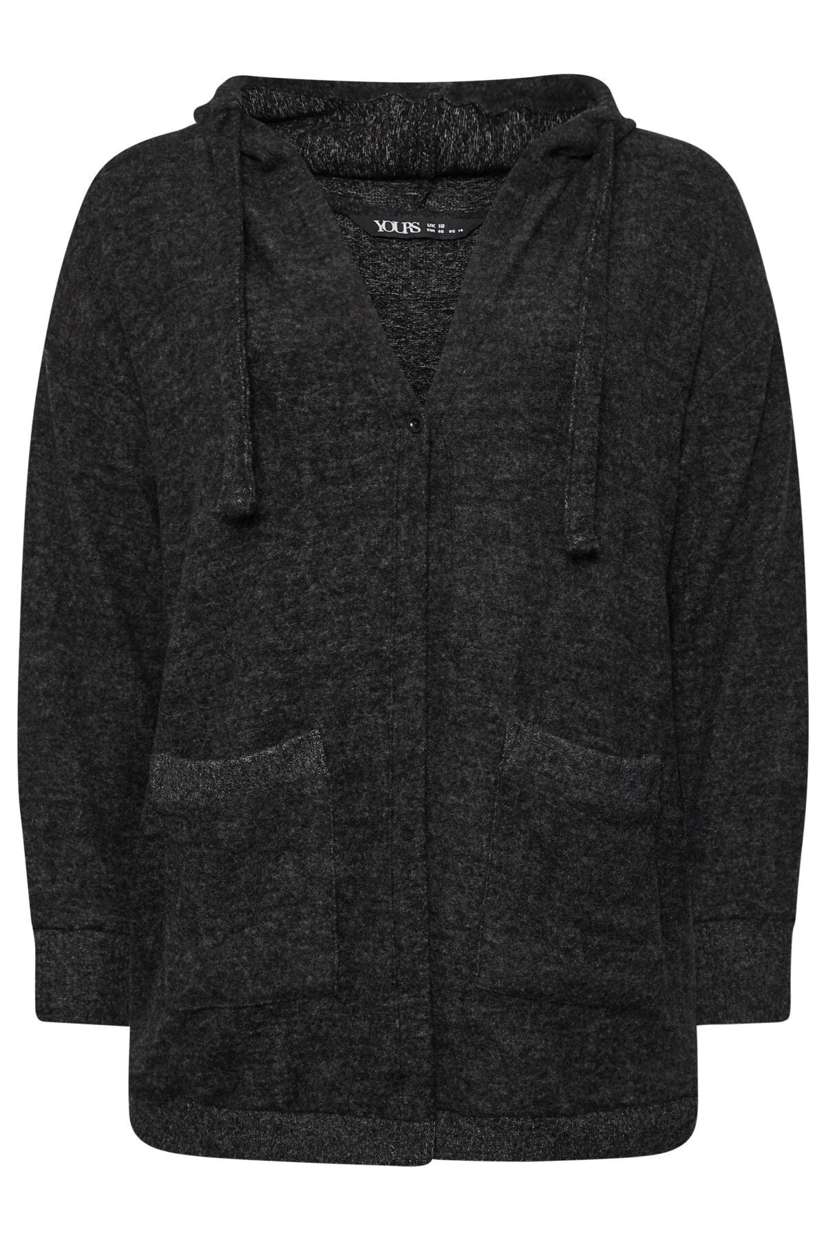 Büyük Beden Soft Touch Kapüşonlu Uzun Kollu Cepli Hırka 303593