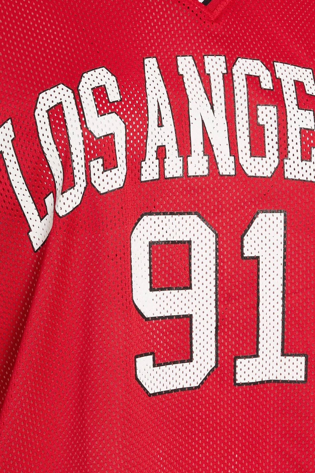 Büyük Beden V Yaka Kısa Kollu Baskılı File T-shirt 303494