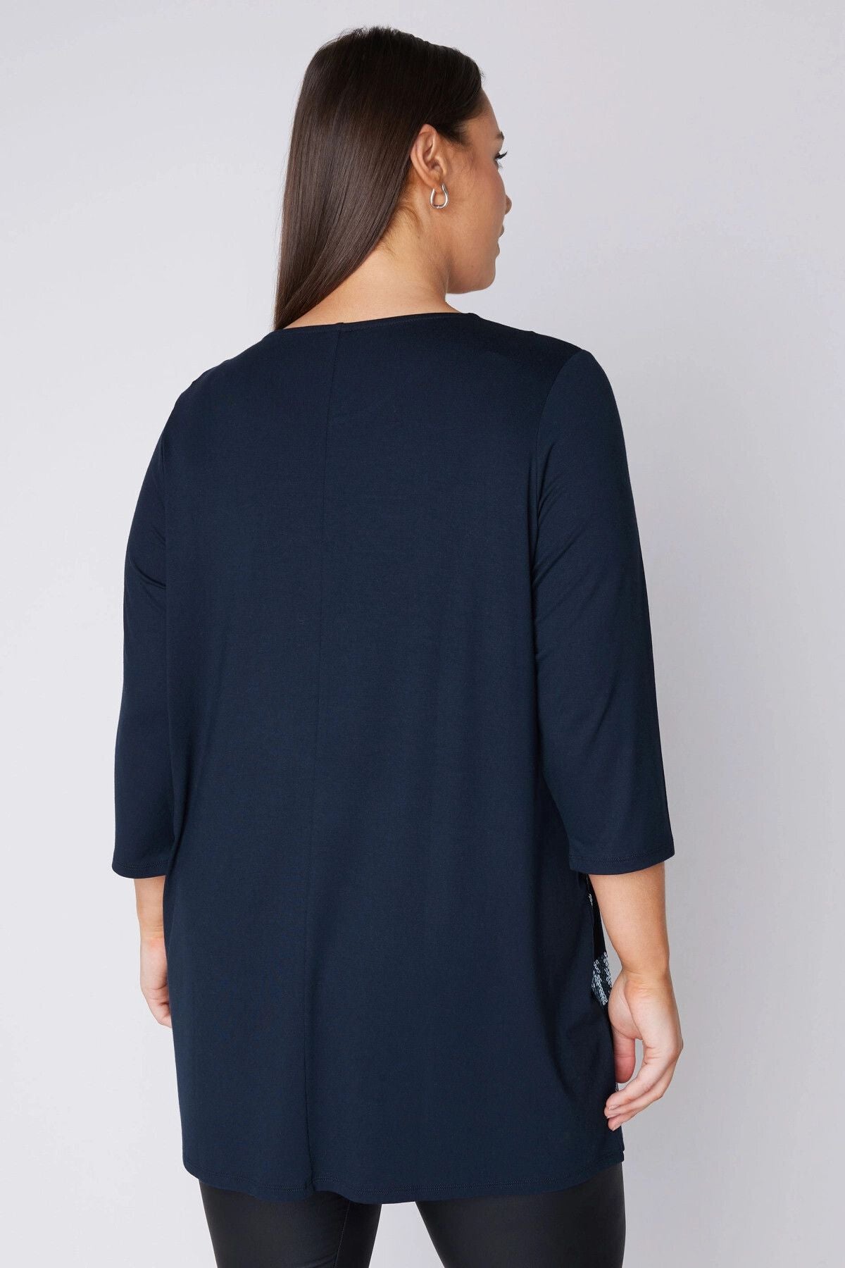 Büyük Beden Bisiklet Yaka Payet İşlemeli Yarım Kol Bluz 615141