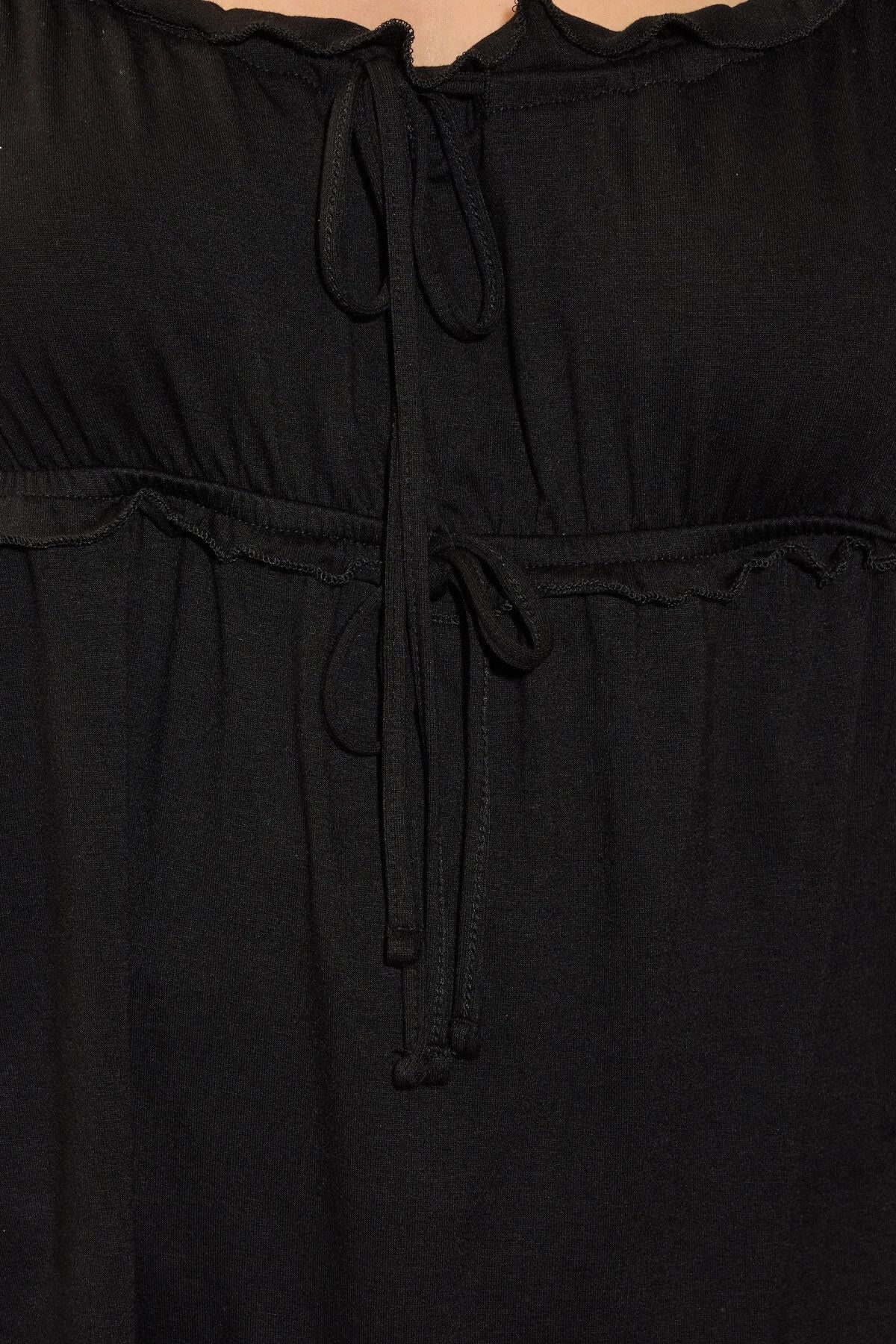 Büyük Beden İnce Askılı Geniş Yakalı Önü Büzgülü Bluz 322693