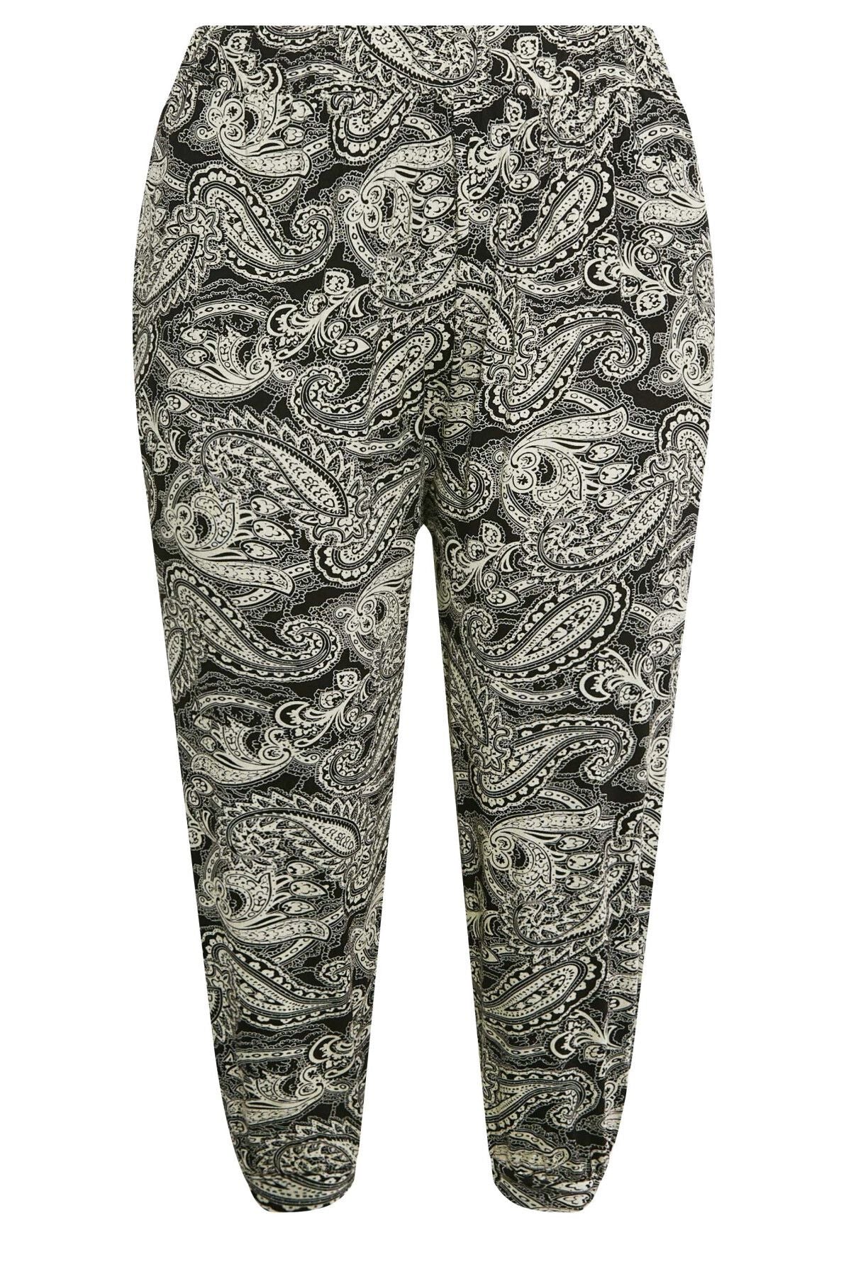 Büyük Beden Paçası Lastikli Likralı Esnek Kumaş Pantolon 302450