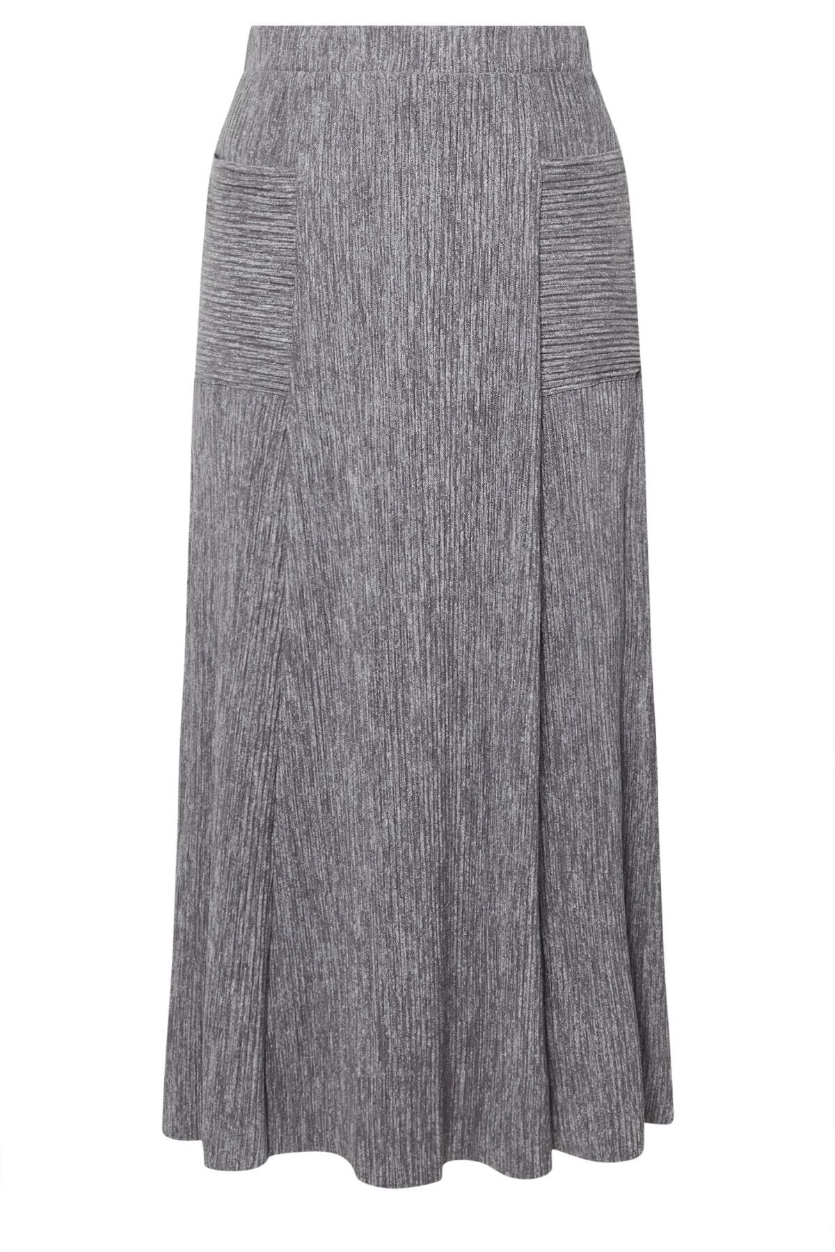 Büyük Beden Beli Lastikli Önden Cepli Fitilli Maxi Etek 303899