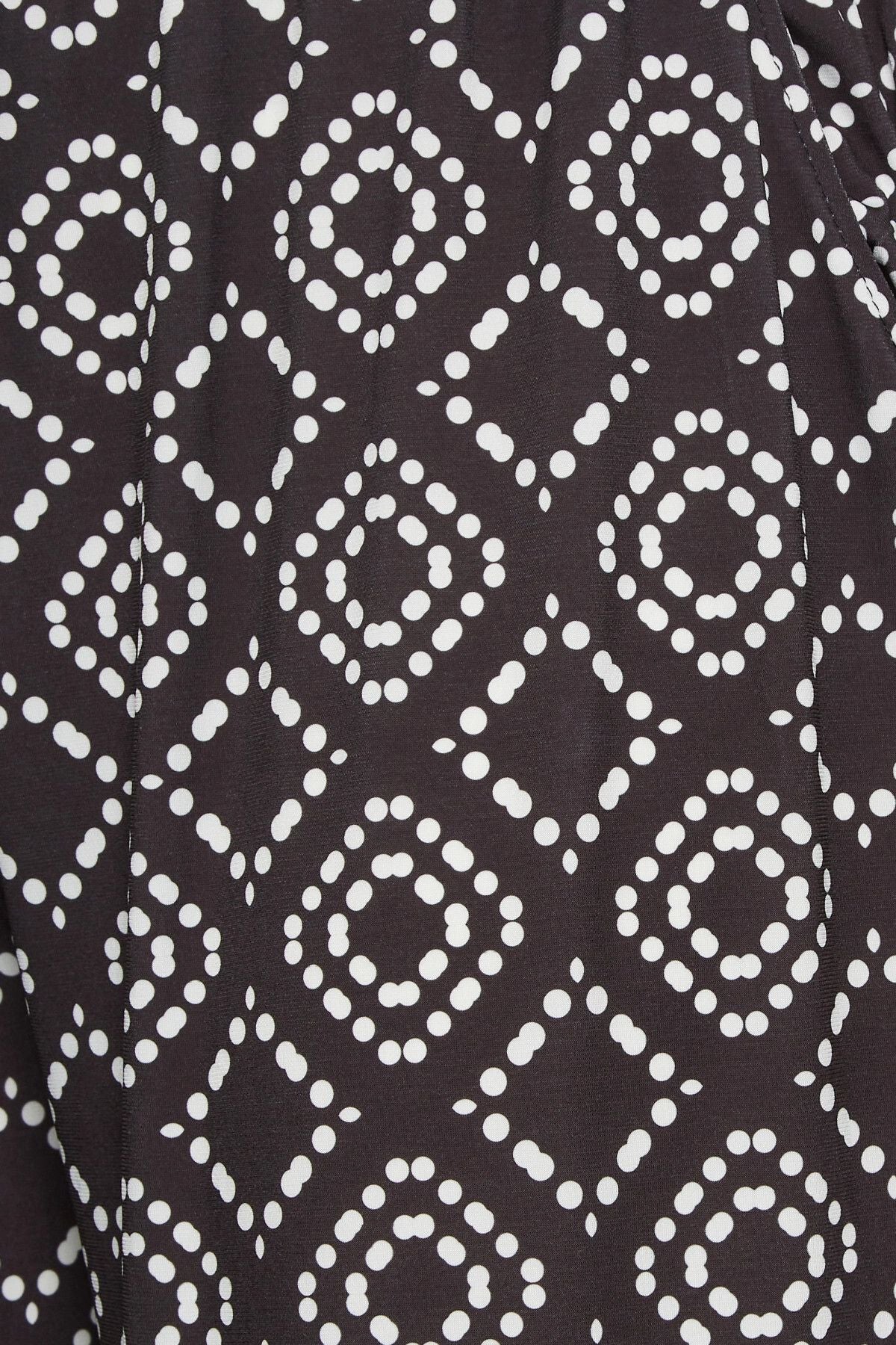 Büyük Beden Beli Lastikli Cepli Desenli Geniş Paça Pantolon 302291