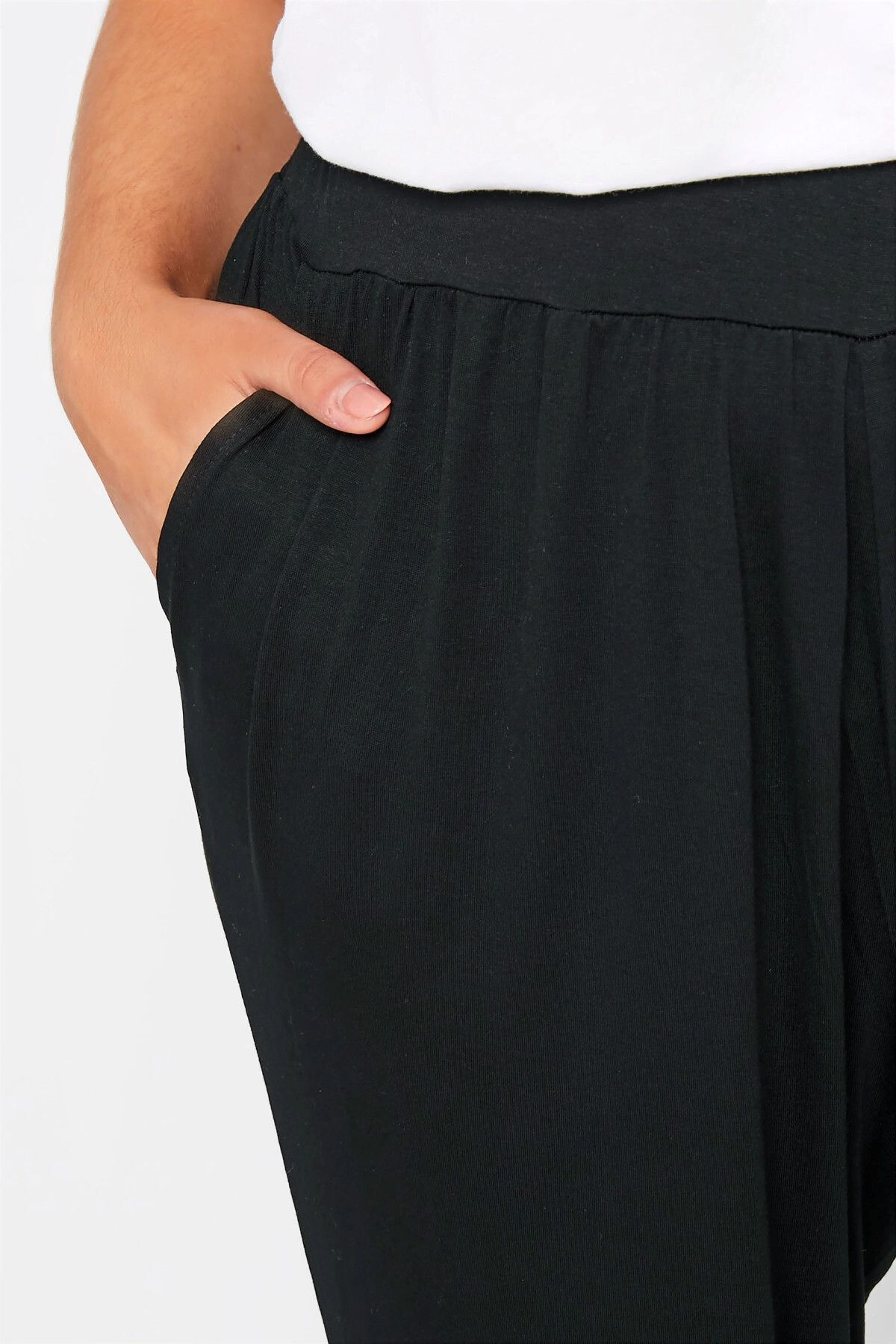 Büyük Beden Paçası ve Beli Lastik Detaylı Cepli Jogger Pantolon 144458