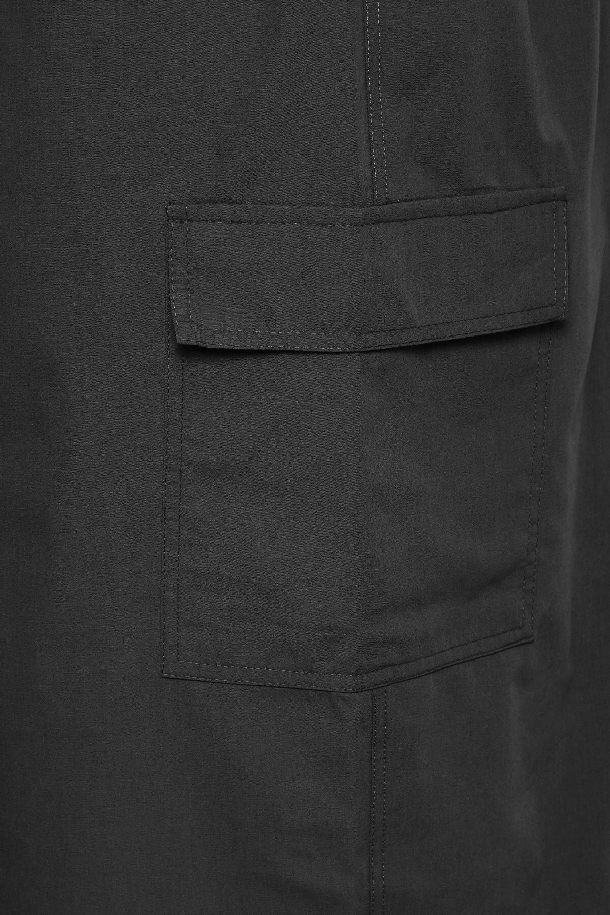 Büyük Beden Midi Boy Beli Büzgülü Arkadan Yırtmaçlı Kargo Etek 302036