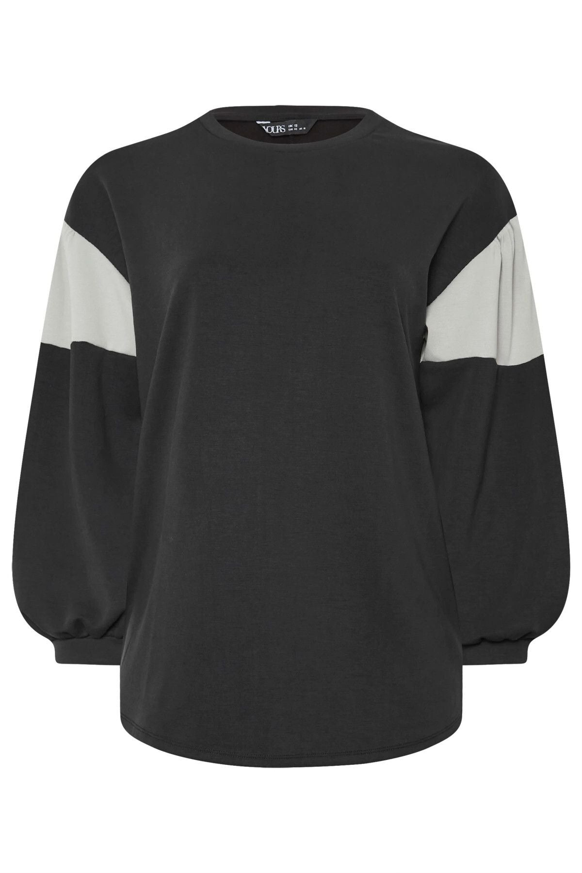 Büyük Beden Bisiklet Yaka Kolları Şeritli İnce Sweatshirt 303688