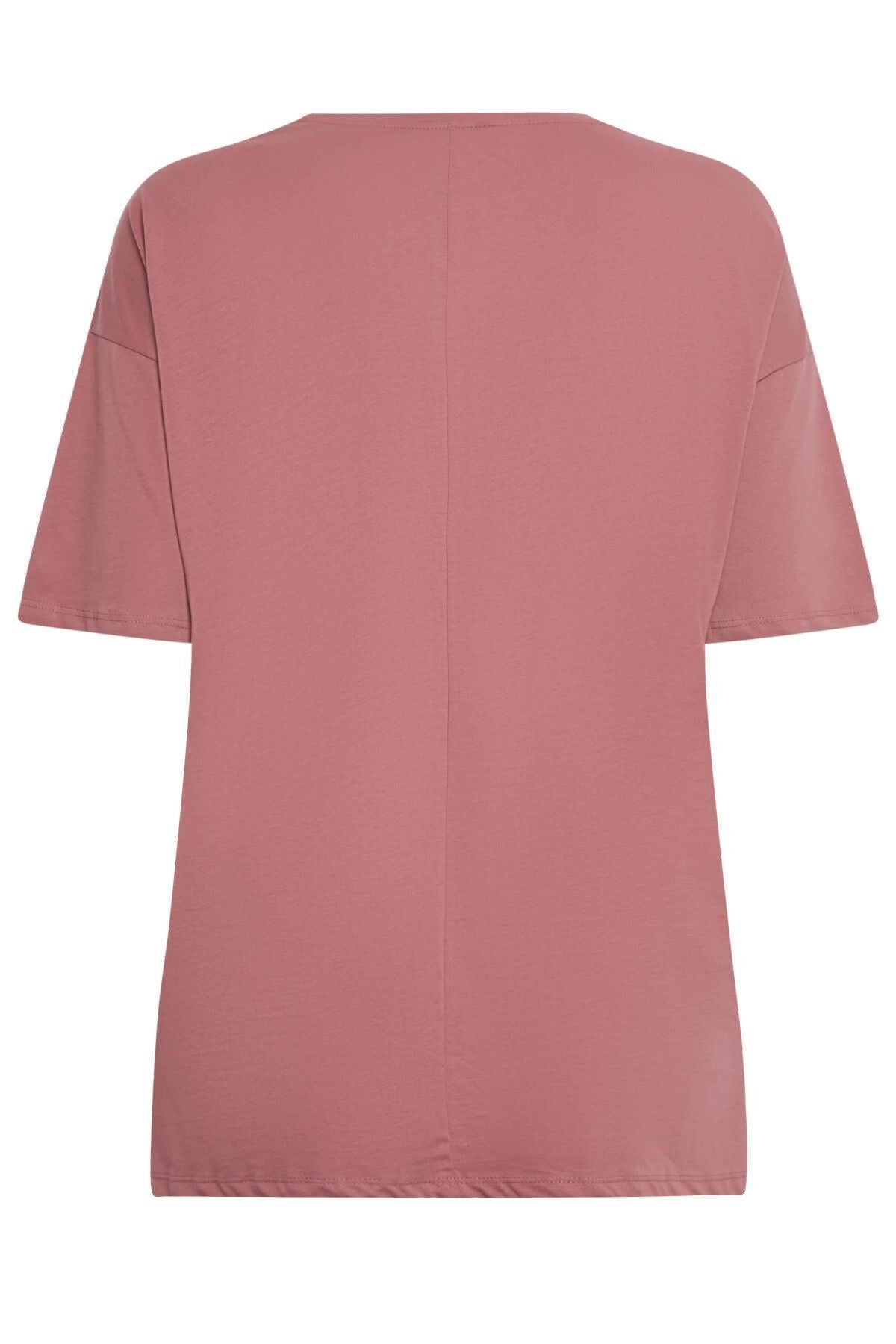 Büyük Beden Yırtmaç Detaylı Kalp Desenli Bisiklet Yaka Yarım Kol Bluz 321121