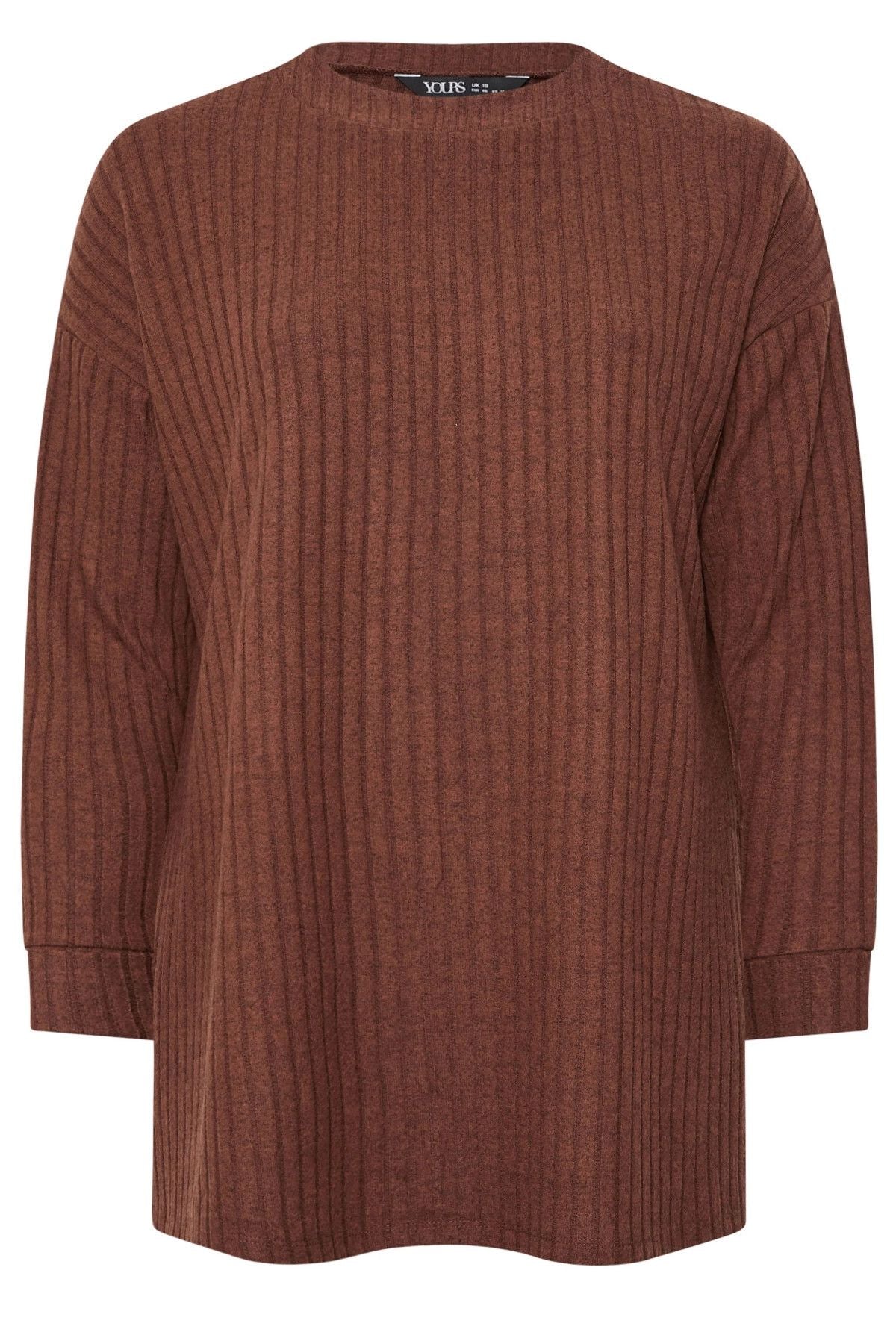 Büyük Beden Bisiklet Yaka Uzun Kollu Fitilli Yırtmaçlı Kazak 322189