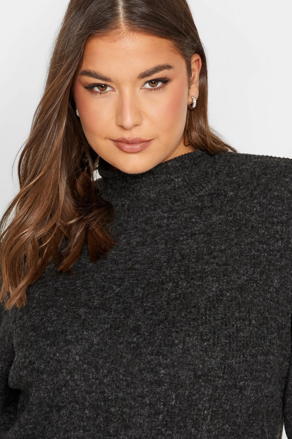 Büyük Beden Yumuşak Dokulu Yarım Balıkçı Yaka Triko Kazak 301777