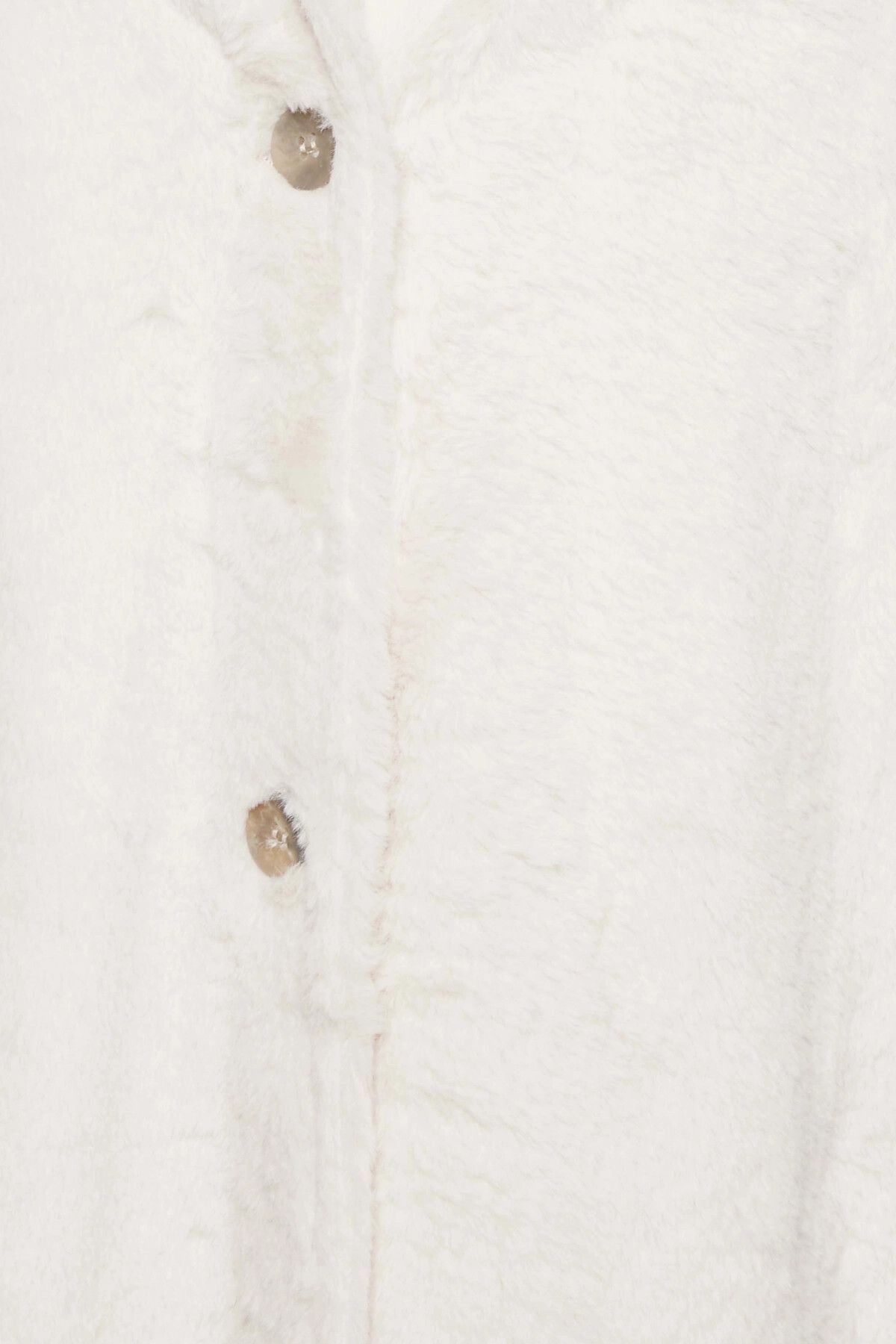 Büyük Beden Düğmeli Cepli Uzun Kesim Suni Kürk Ceket 301583