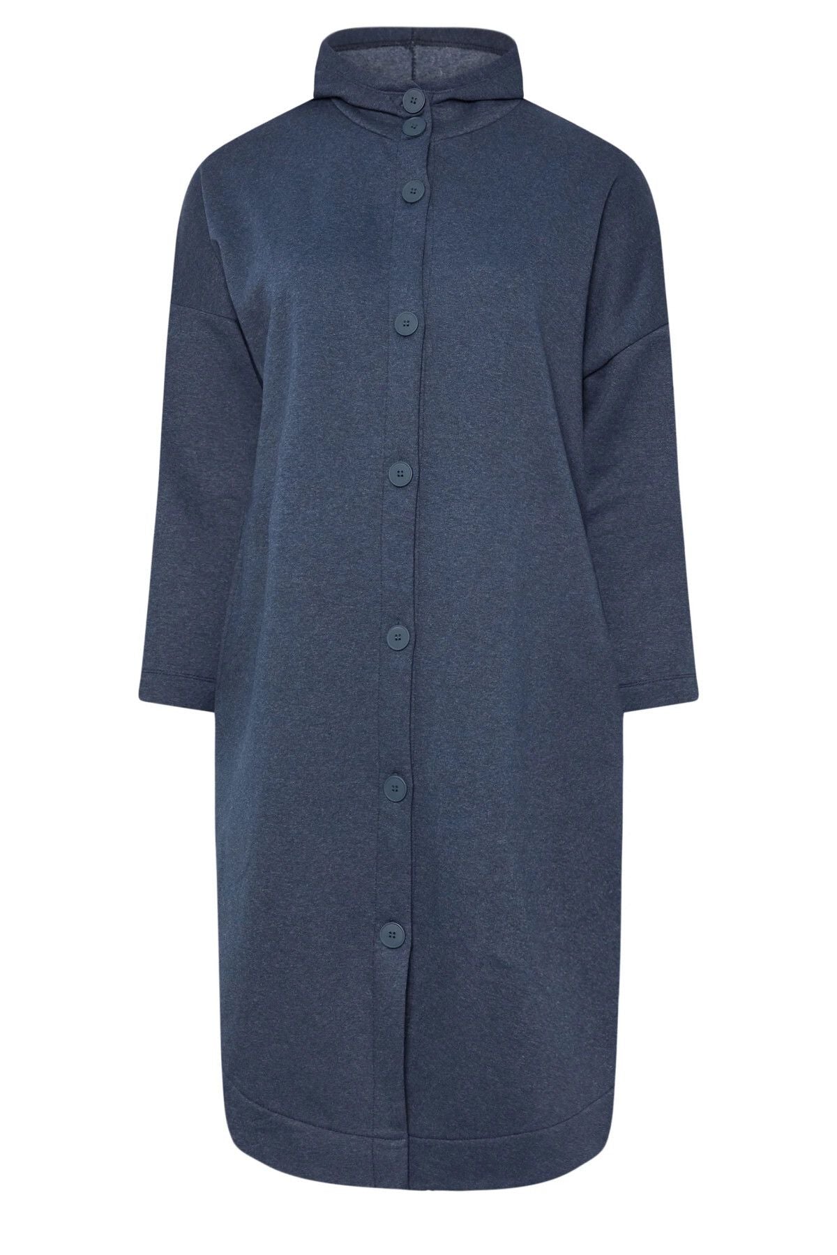 Büyük Beden Kapüşonlu Cepli Önü Düğme Kapamalı Uzun Ceket 303763