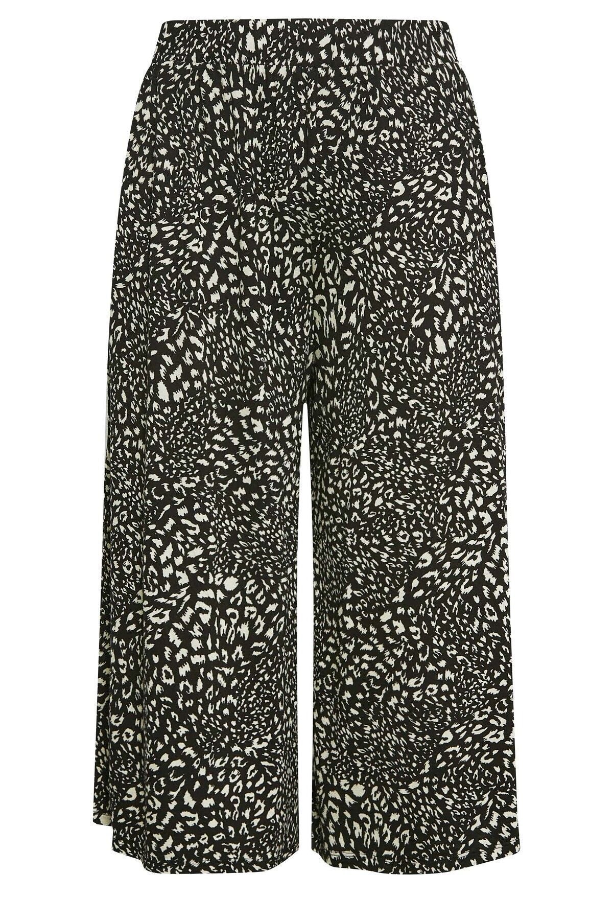 Büyük Beden Desenli Bol Kesim Likralı Kapri Pantolon 302435