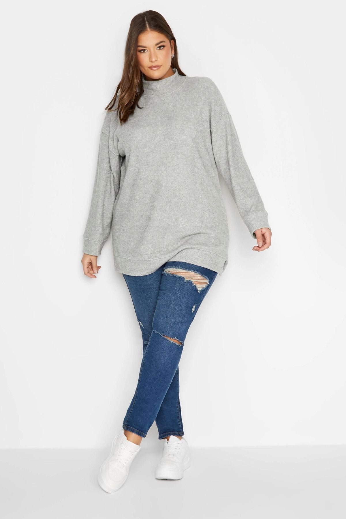 Büyük Beden Yarım Balıkçı Yaka Uzun Kollu Triko Kazak 301778