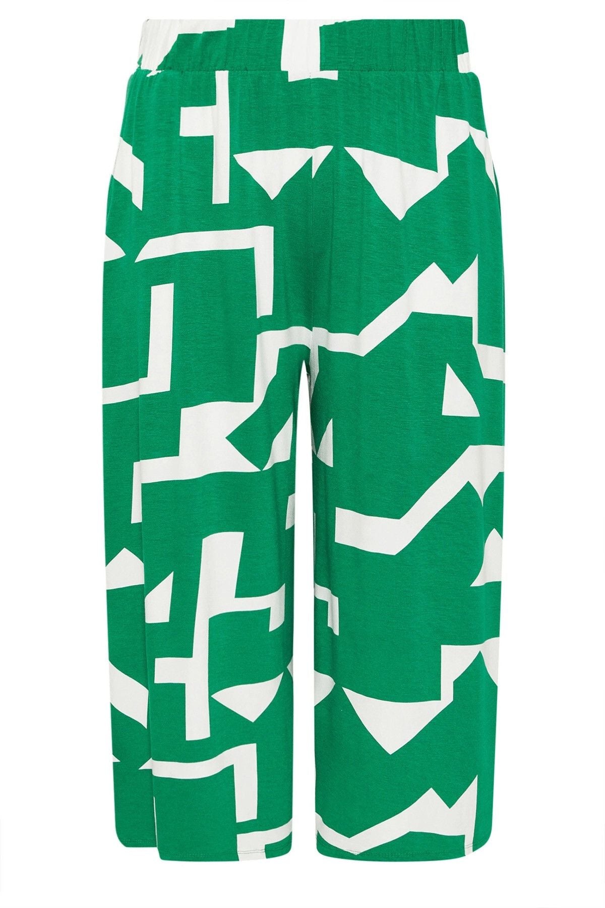 Büyük Beden Yüksek Bel Lastikli Cepli Bol Paça Kapri Pantolon 304118