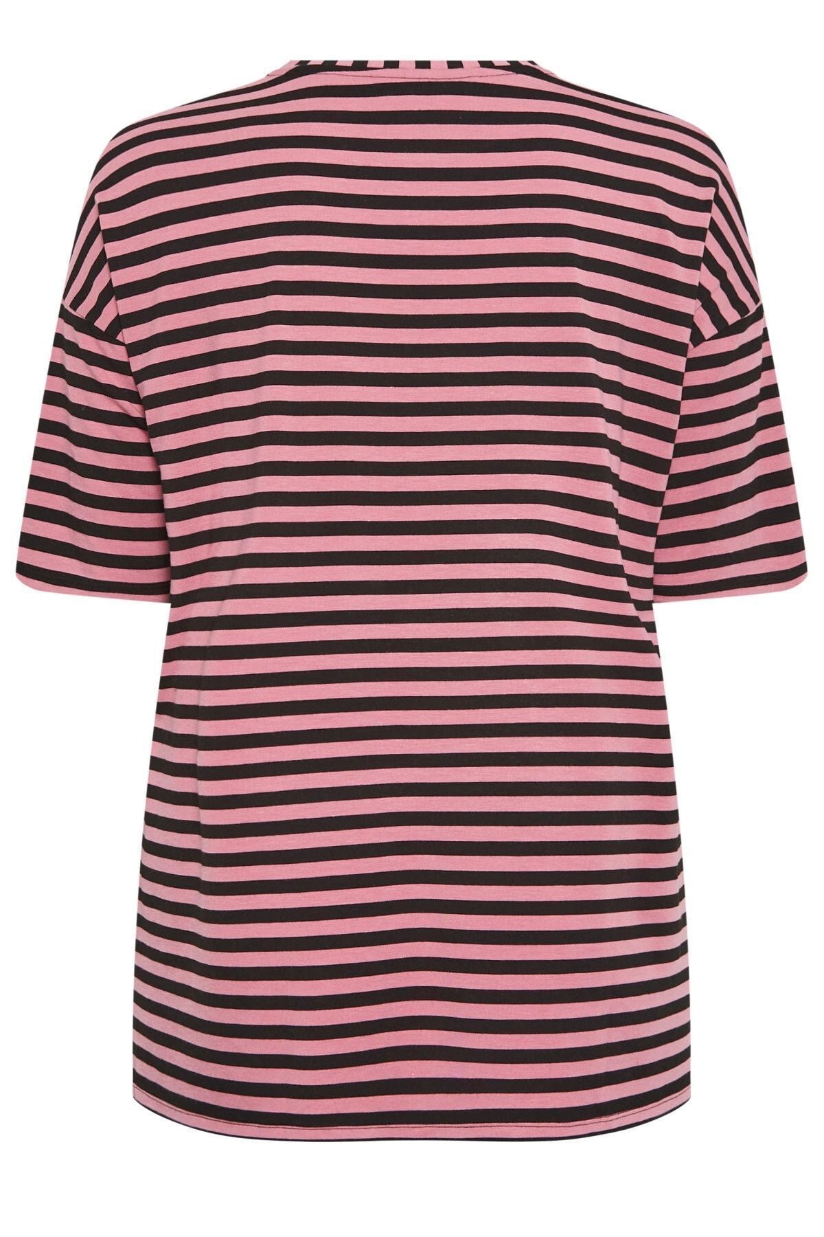 Büyük Beden Yırtmaç Detaylı Çizgili Yarım Kol Bisiklet Yaka Bluz 321120