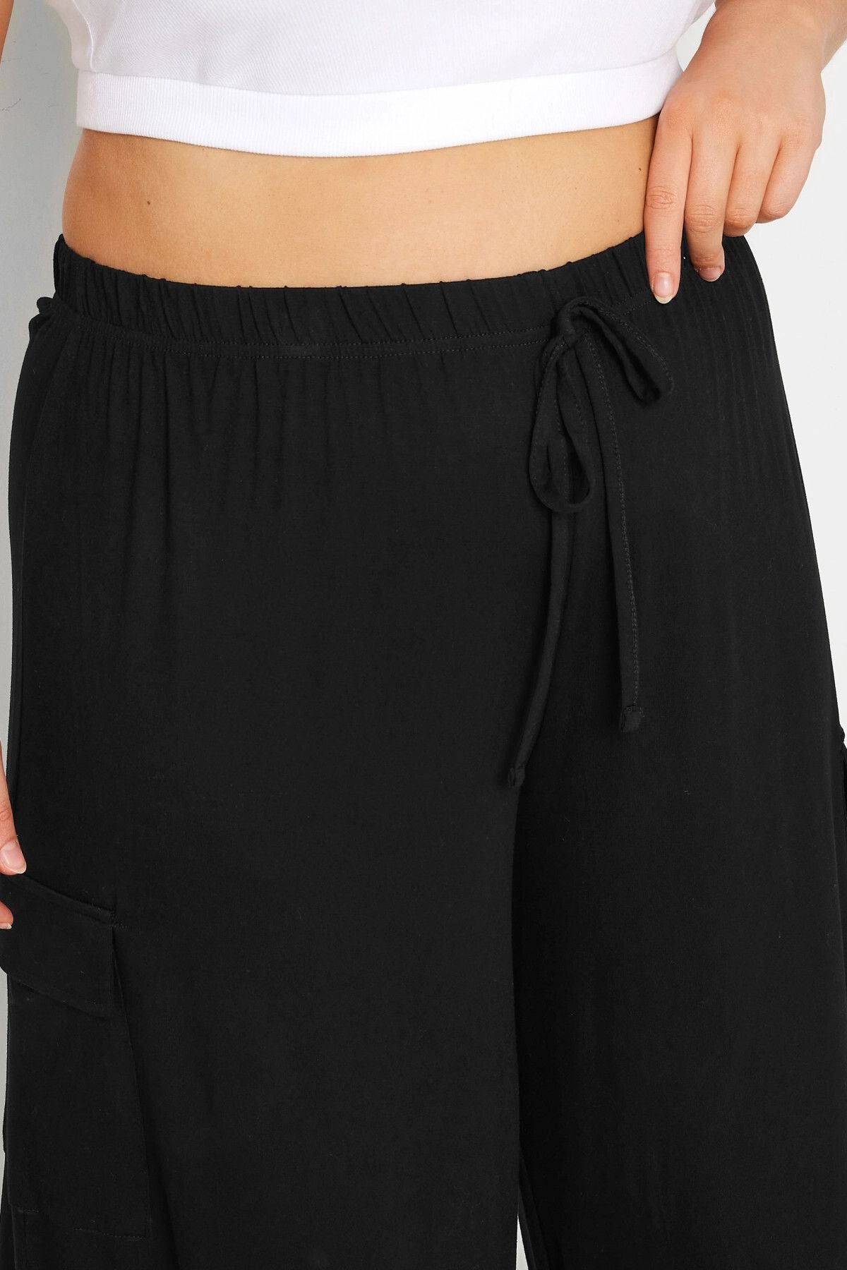 Büyük Beden Beli Lastikli Cepli Geniş Paça Kargo Pantolon 143692