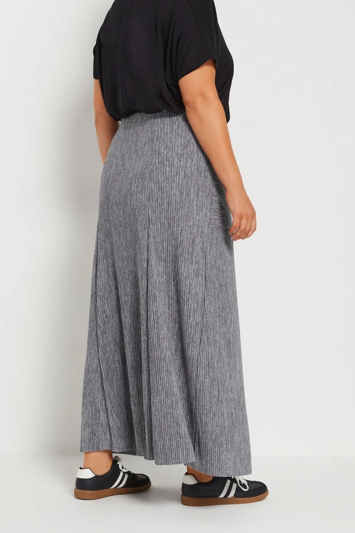 Büyük Beden Beli Lastikli Önden Cepli Fitilli Maxi Etek 303899