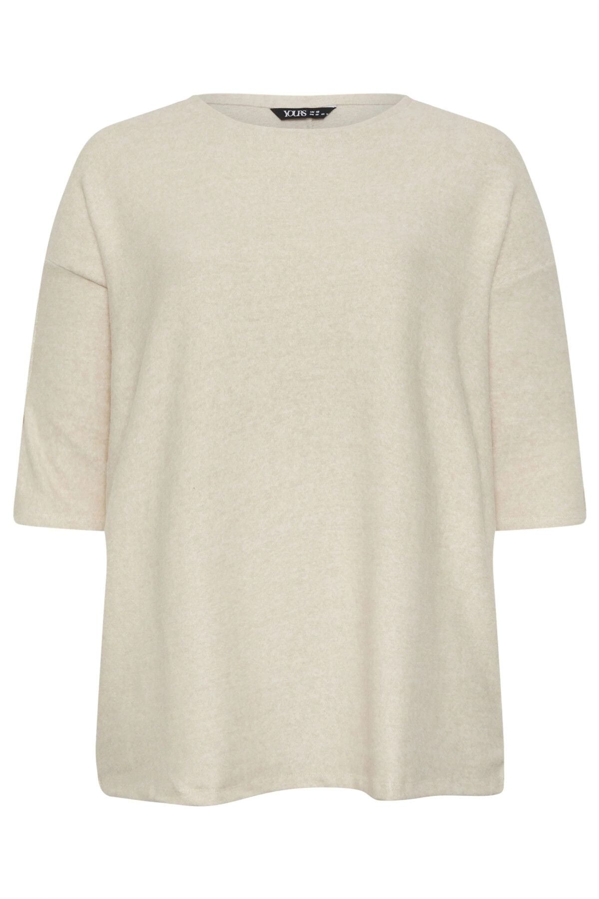 Büyük Beden Yarım Kollu Düğme Detaylı Yumuşak Dokulu Kazak 303413