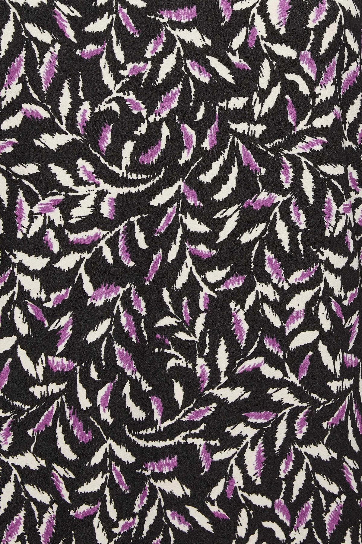 Büyük Beden V Yaka Balon Kol Desenli Bluz 301595