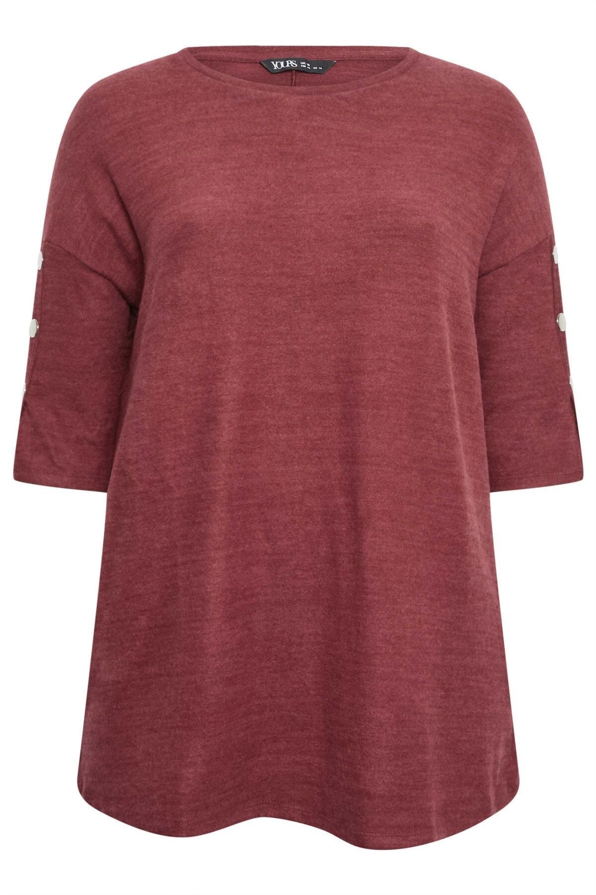 Büyük Beden Yumuşak Dokulu Bisiklet Yaka Düğme Detaylı Bluz 302680