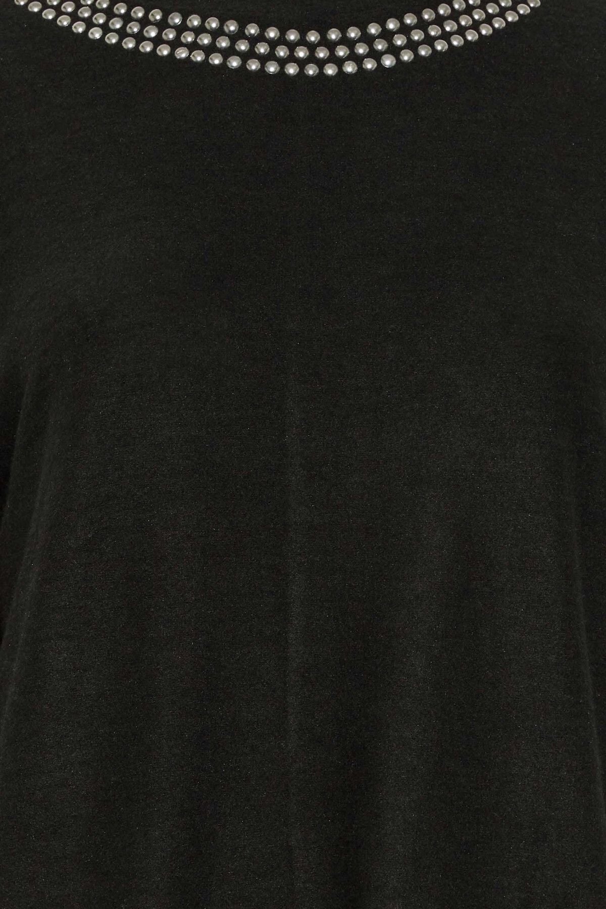 Büyük Beden Bisiklet Yaka Uzun Kollu Zımba Detaylı Bluz 301371