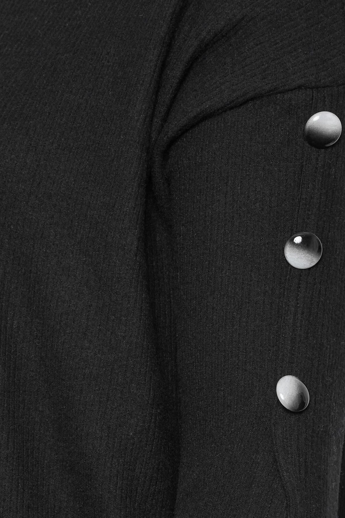 Büyük Beden Yumuşak Dokulu Bisiklet Yaka Düğme Detaylı Bluz 301785