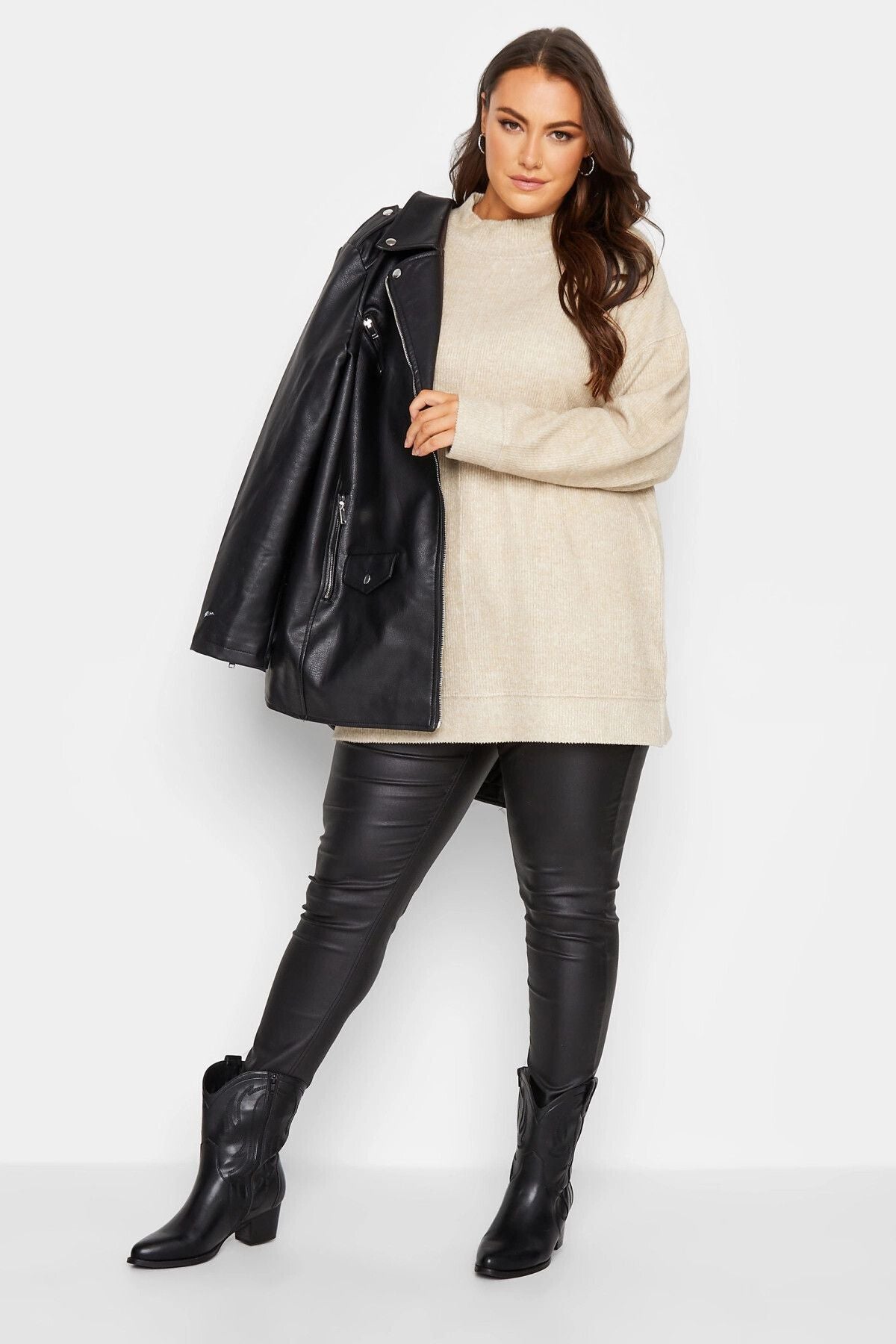 Büyük Beden Yarım Balıkçı Yaka Uzun Kollu Triko Kazak 301728