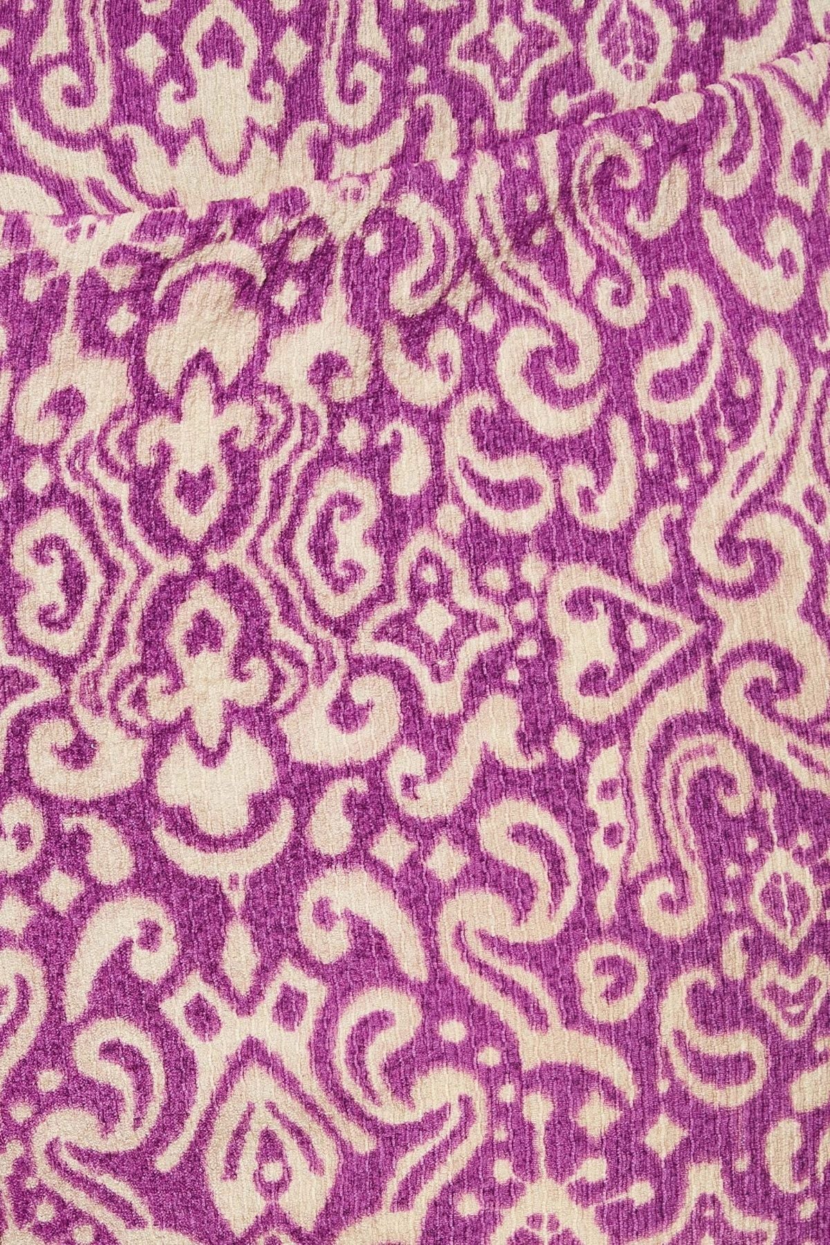 Büyük Beden Geniş Paça Desenli Beli Lastikli Likralı Pantolon 302401