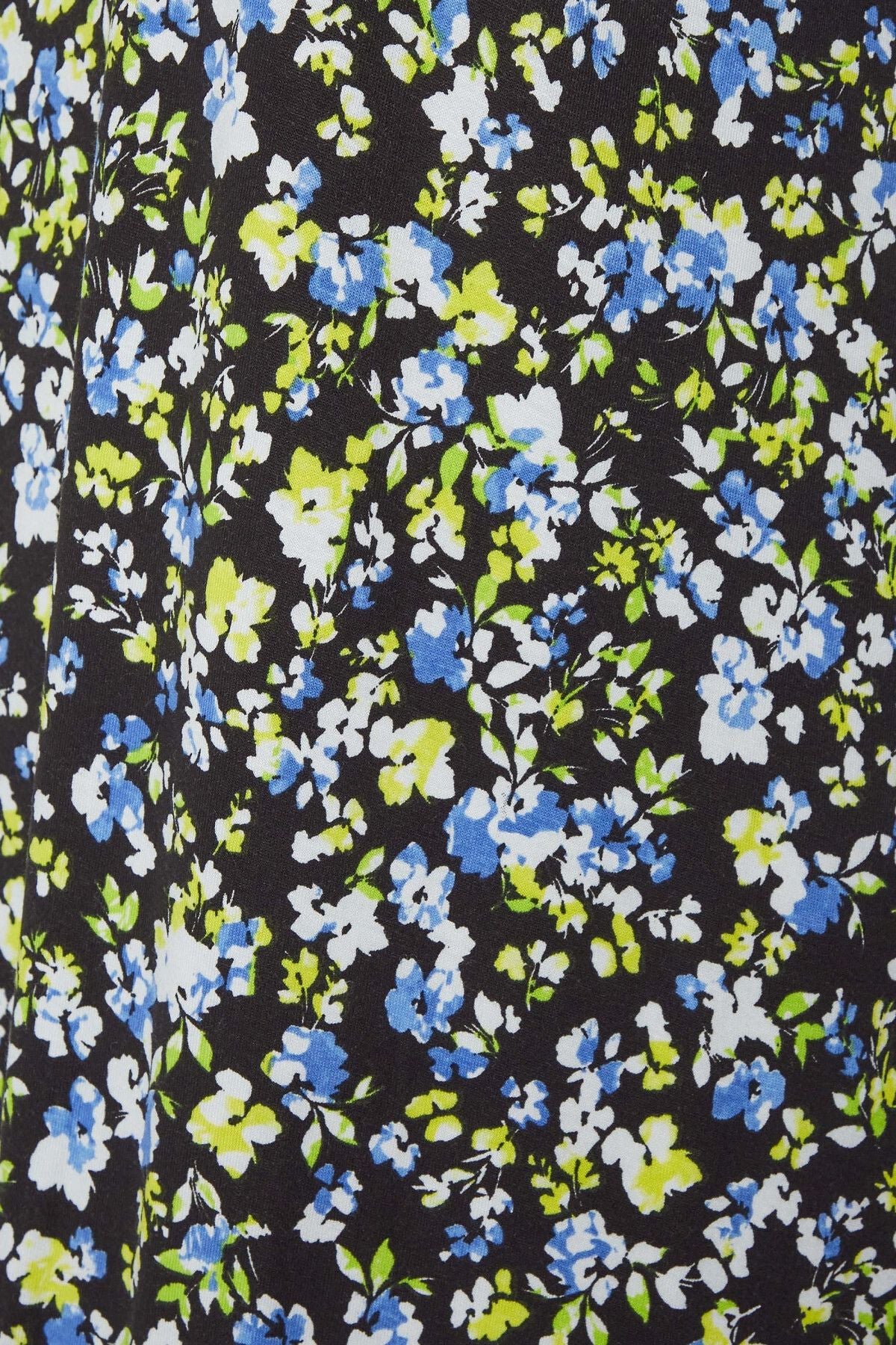 Büyük Beden Yırtmaç Detaylı Çiçek Desenli Askılı Elbise 302296