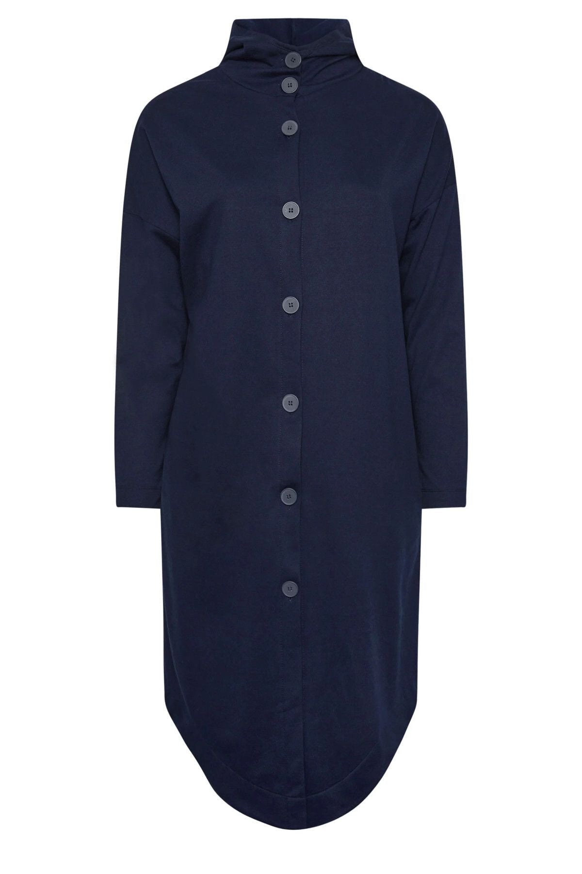 Büyük Beden Kapüşonlu Cepli Önü Düğme Kapamalı Uzun Ceket 303268