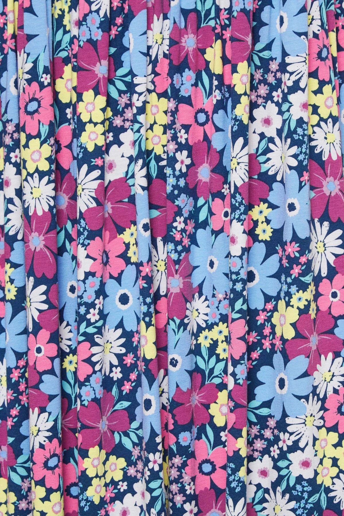 Büyük Beden Bisiklet Yaka Kısa Kollu Desenli Midi Boy Elbise 302377