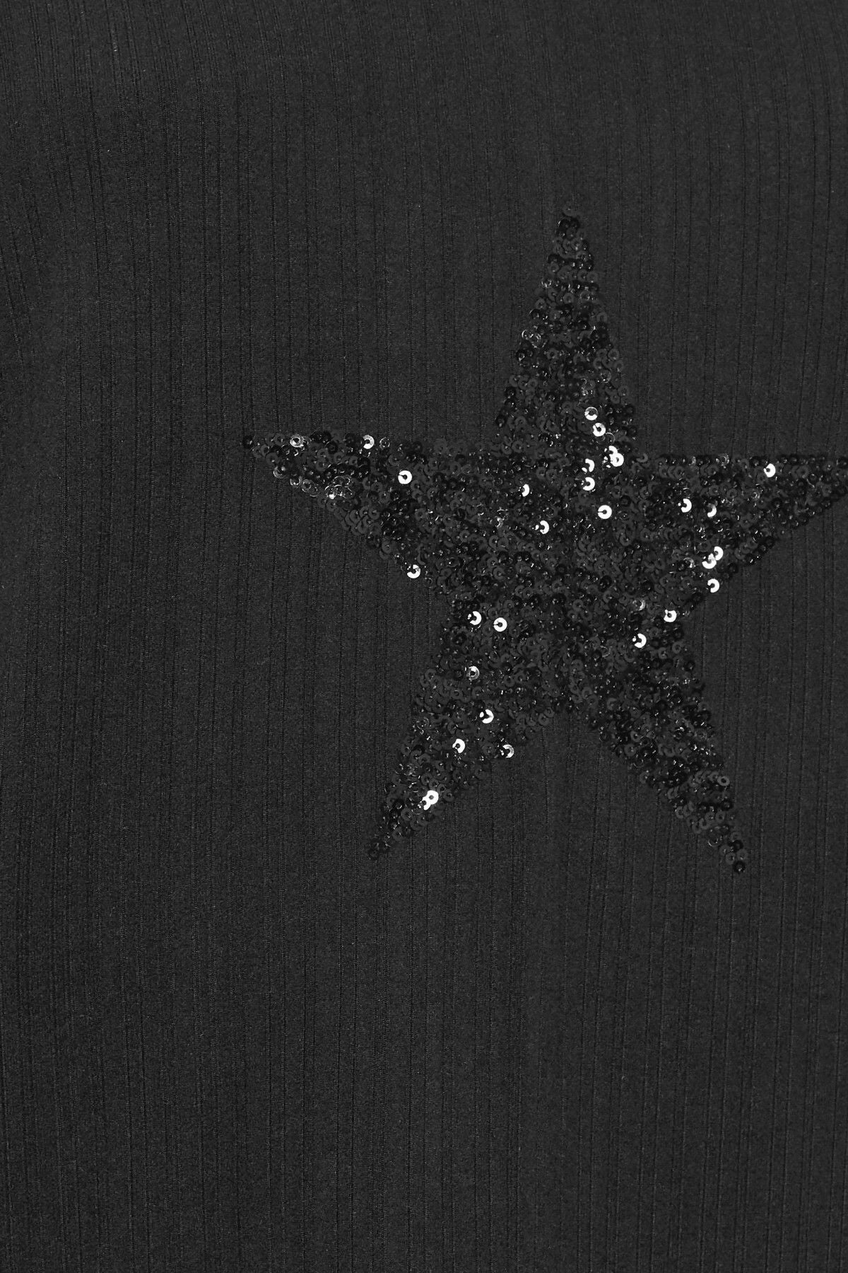 Büyük Beden Uzun Kollu Payet İşlemeli Bisiklet Yaka Sweatshirt 303789