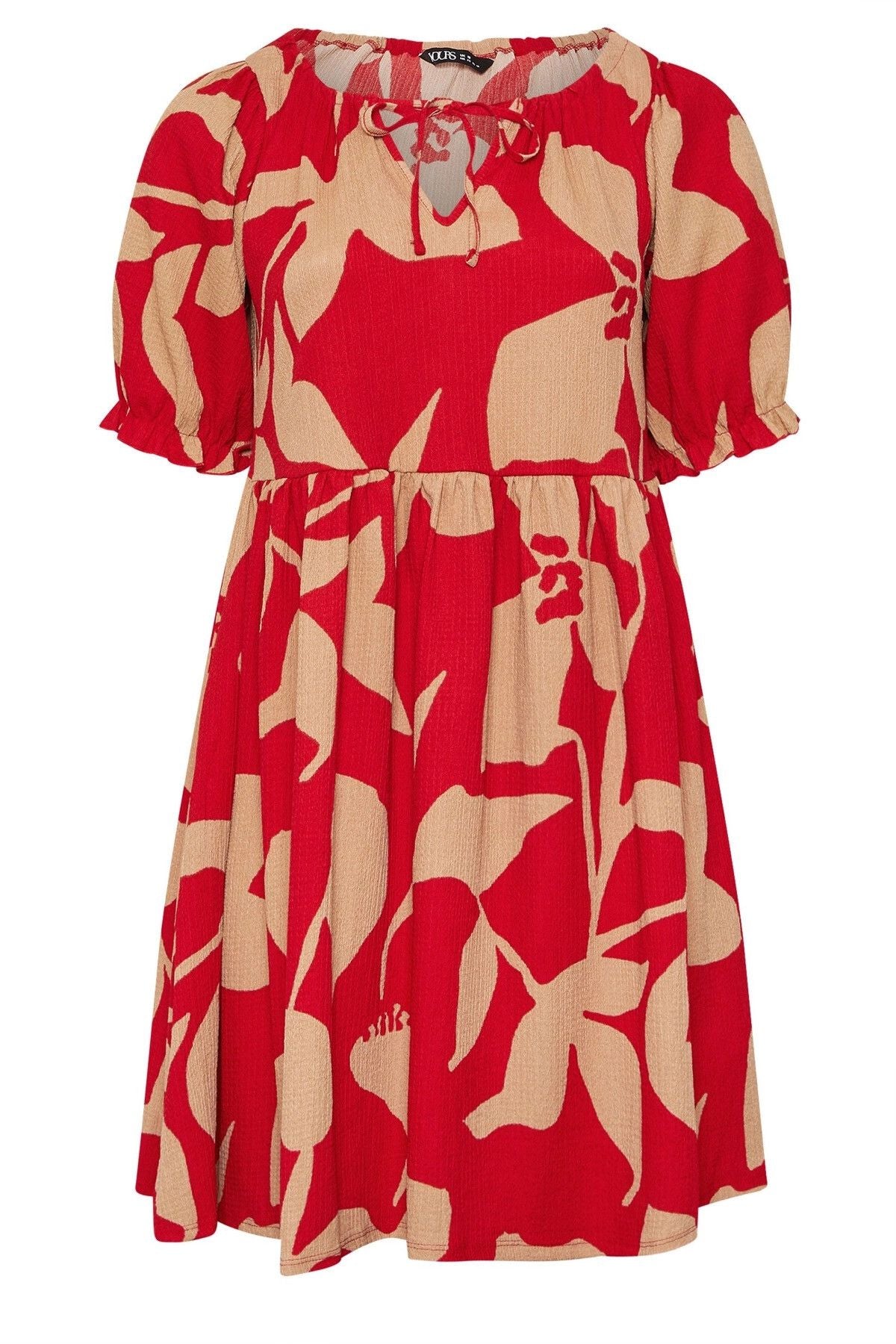 Büyük Beden V Yaka Bürümcük Kumaş Önü Bağlamalı Mini Elbise 304141